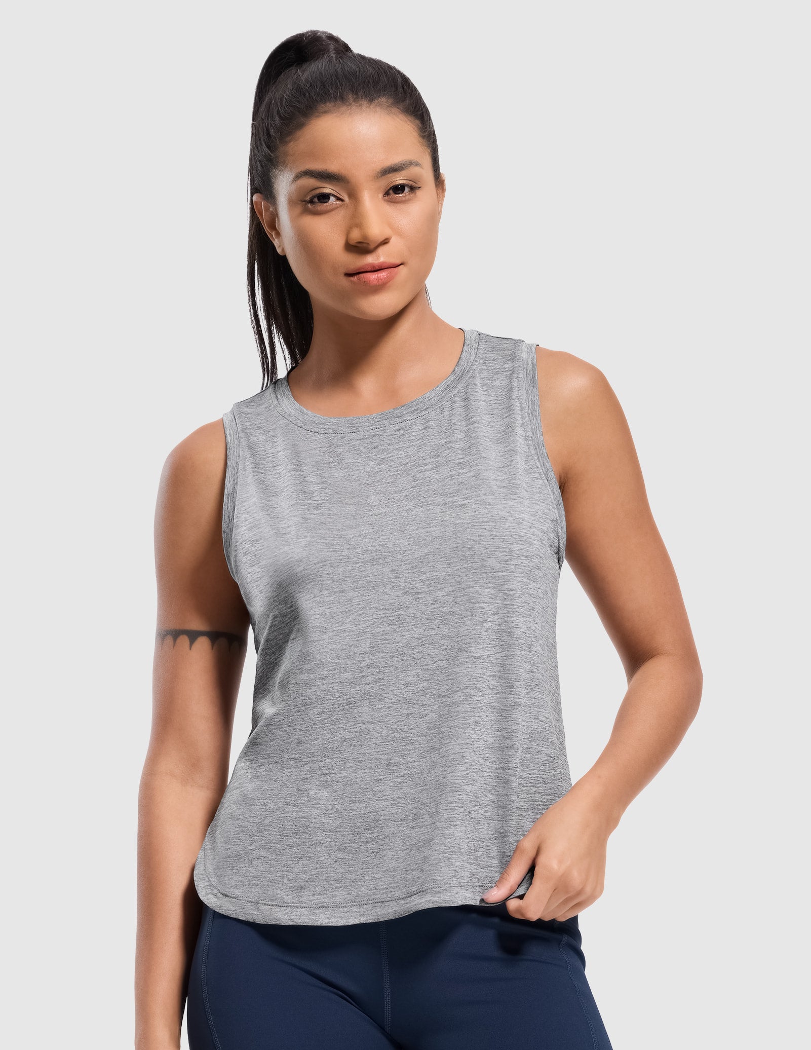 MIER Athletic Running Tank with Side Slits Breathable and Durable Women Tank Top Heather Grey / XS