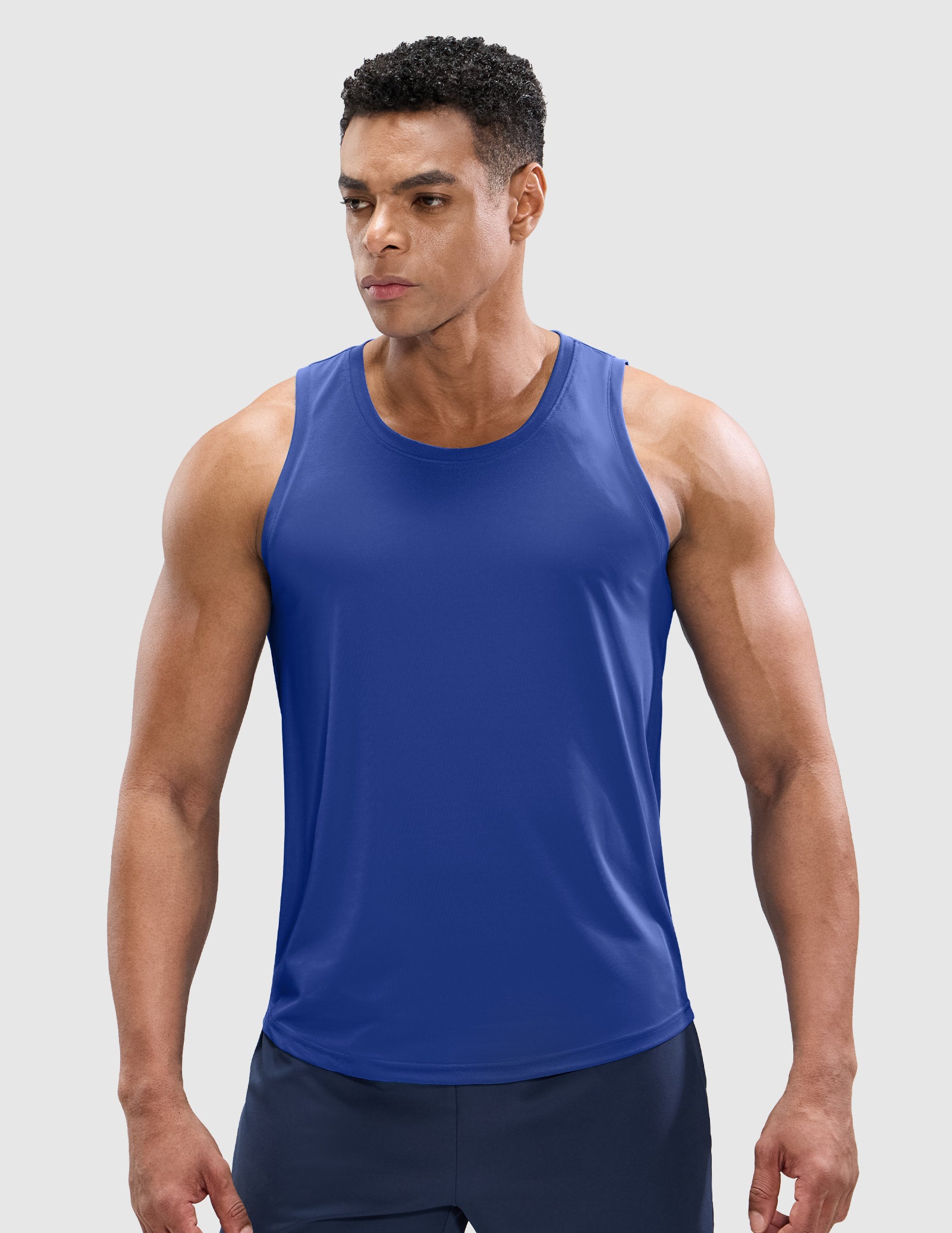 MIER Men’s Sleeveless Running Shirt Breathable and Sweat Wicking Men's Tank Top Royal Blue / S