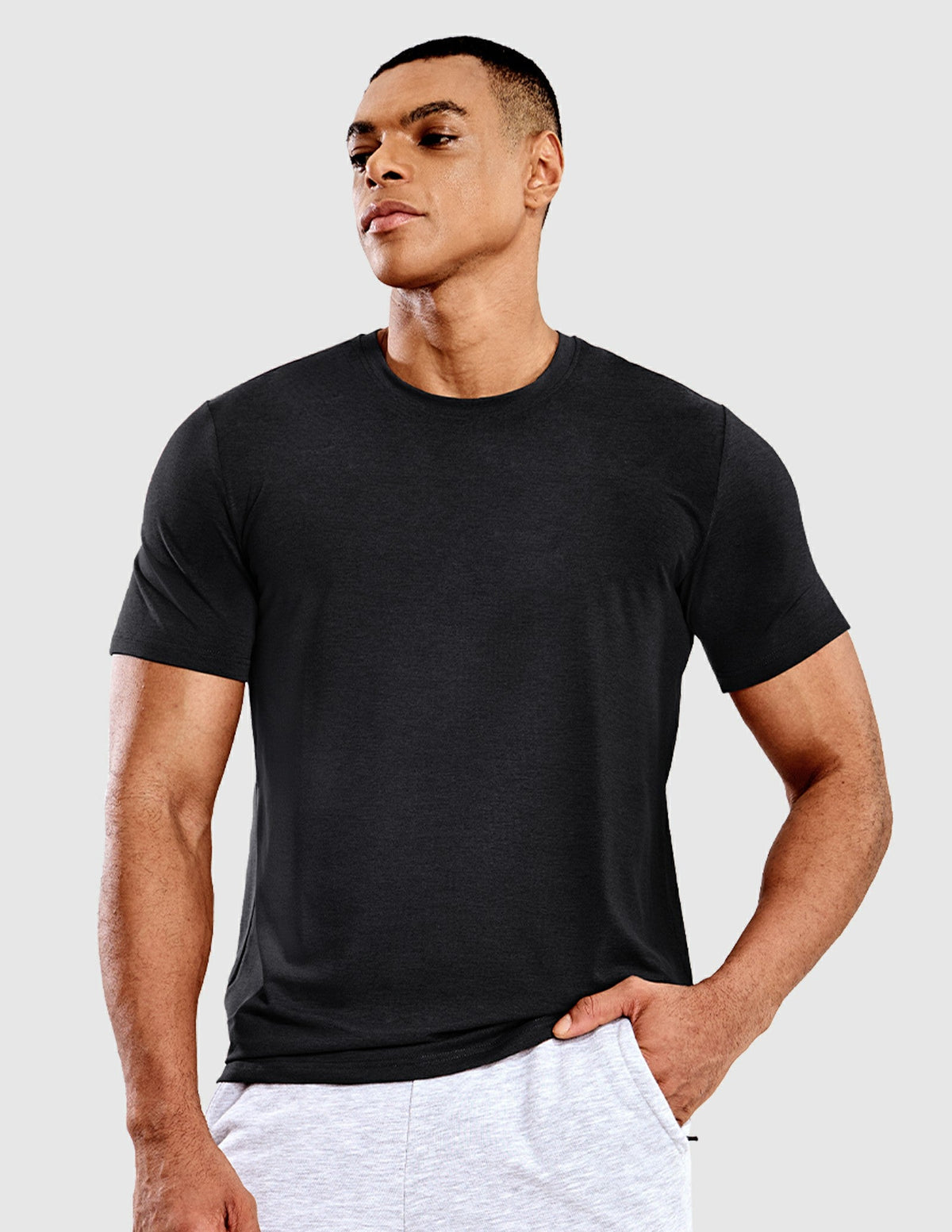 MIER Men’s Buttery Soft Short Sleeve Dry Fit Athletic T-Shirt Men's Shirt Heather Black / S