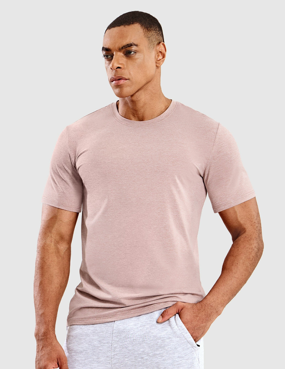 MIER Men’s Buttery Soft Short Sleeve Dry Fit Athletic T-Shirt Men's Shirt Heather Pink / S