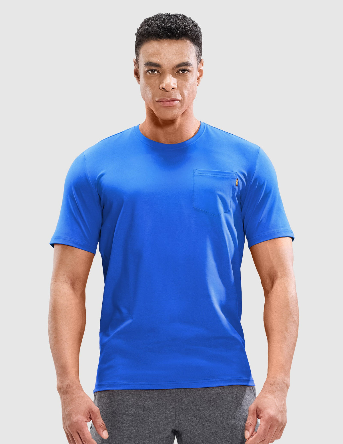 MIER Men's Cotton T-Shirts with Pocket Soft Crewneck Tee Classic Blue / S