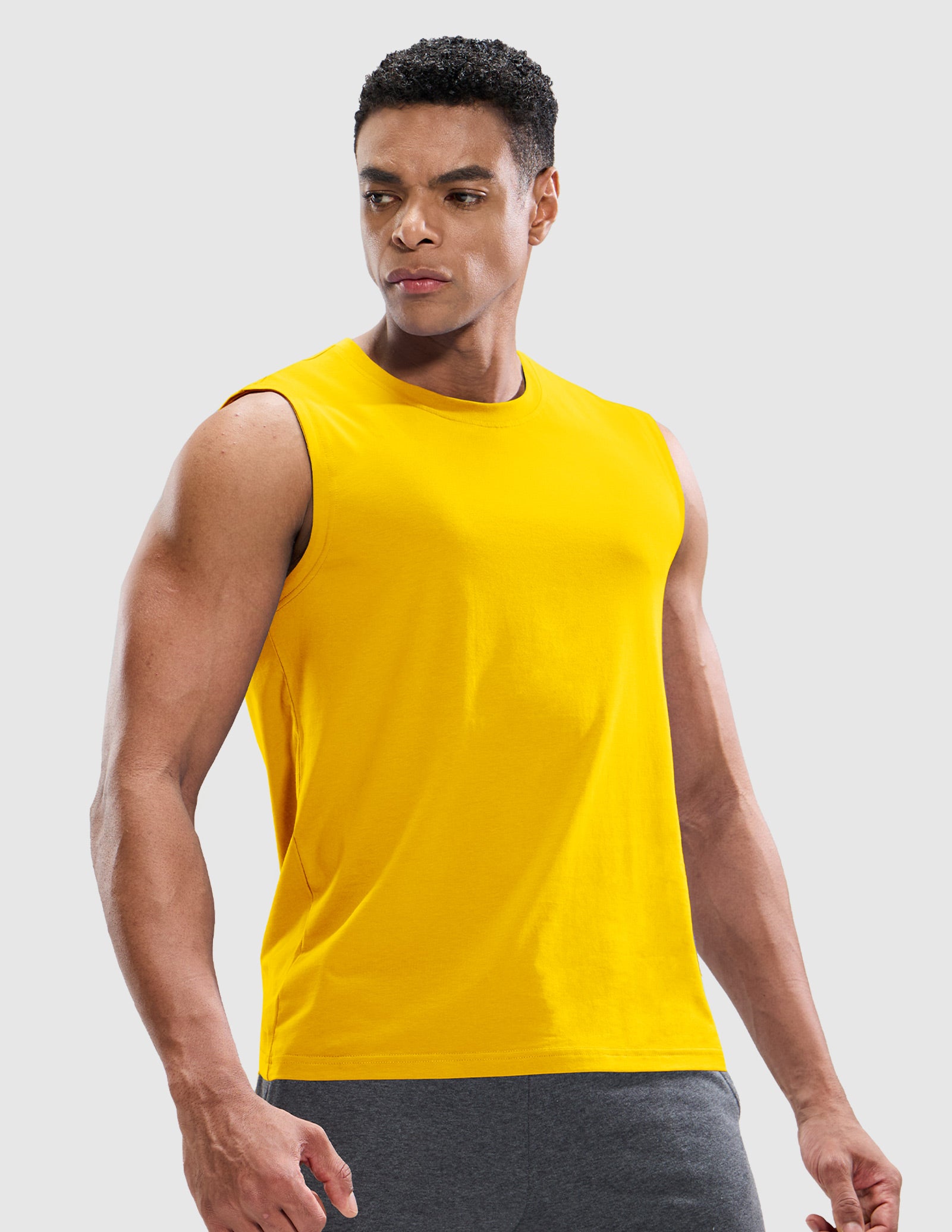 MIER Cotton Blend Running Tank for Men Stretchable and Moisture Wicking Men's Tank Top Gold / S