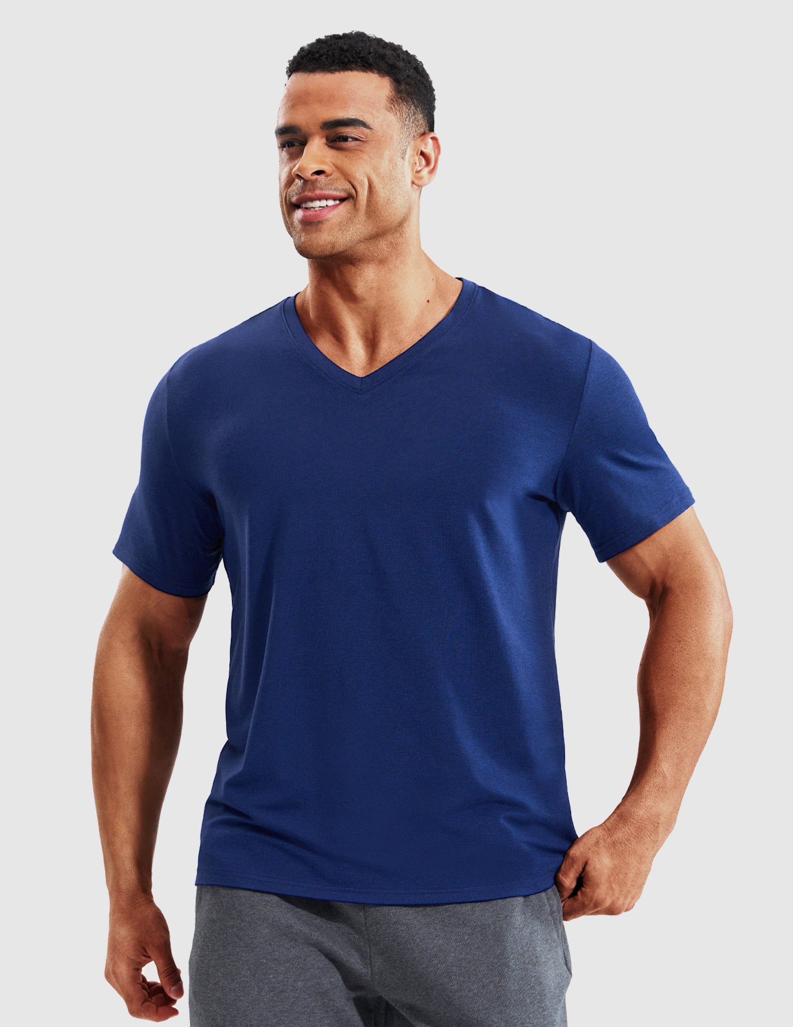 MIER Men’s Buttery Soft Dry Fit V-Neck Workout T-Shirt Men's Shirt Heather Navy / S