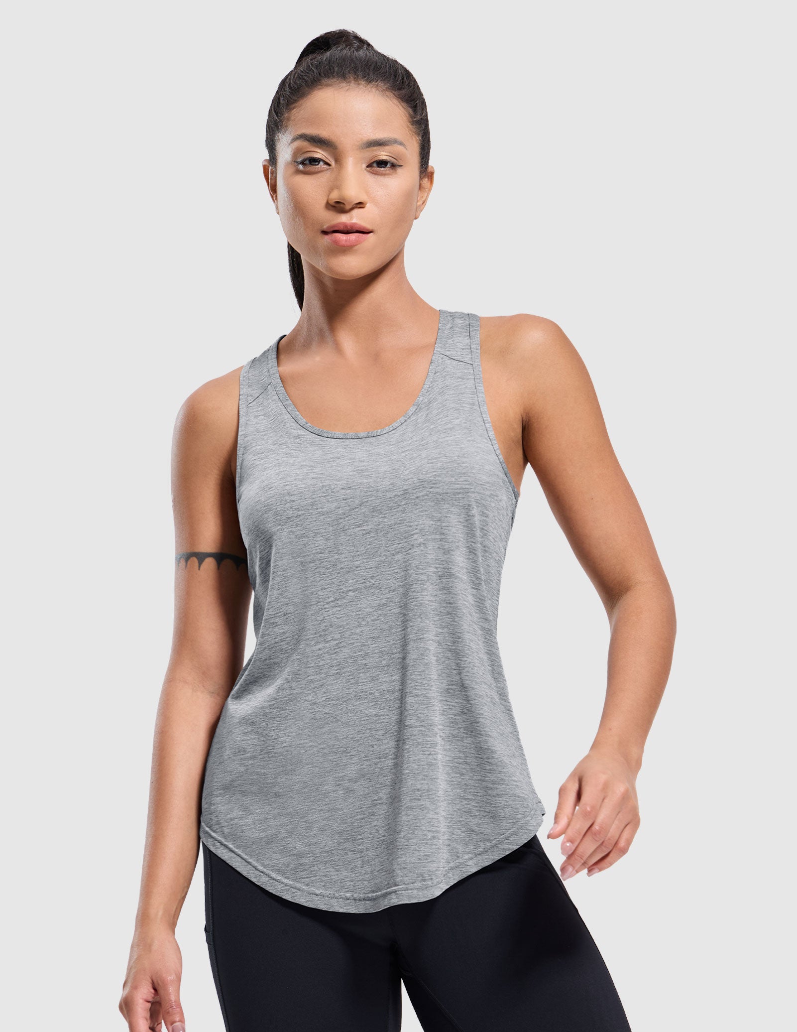 MIER Women's Sleeveless Tank with Open Back Perfect for Yoga and Running Women Tank Top Heather Grey / XS