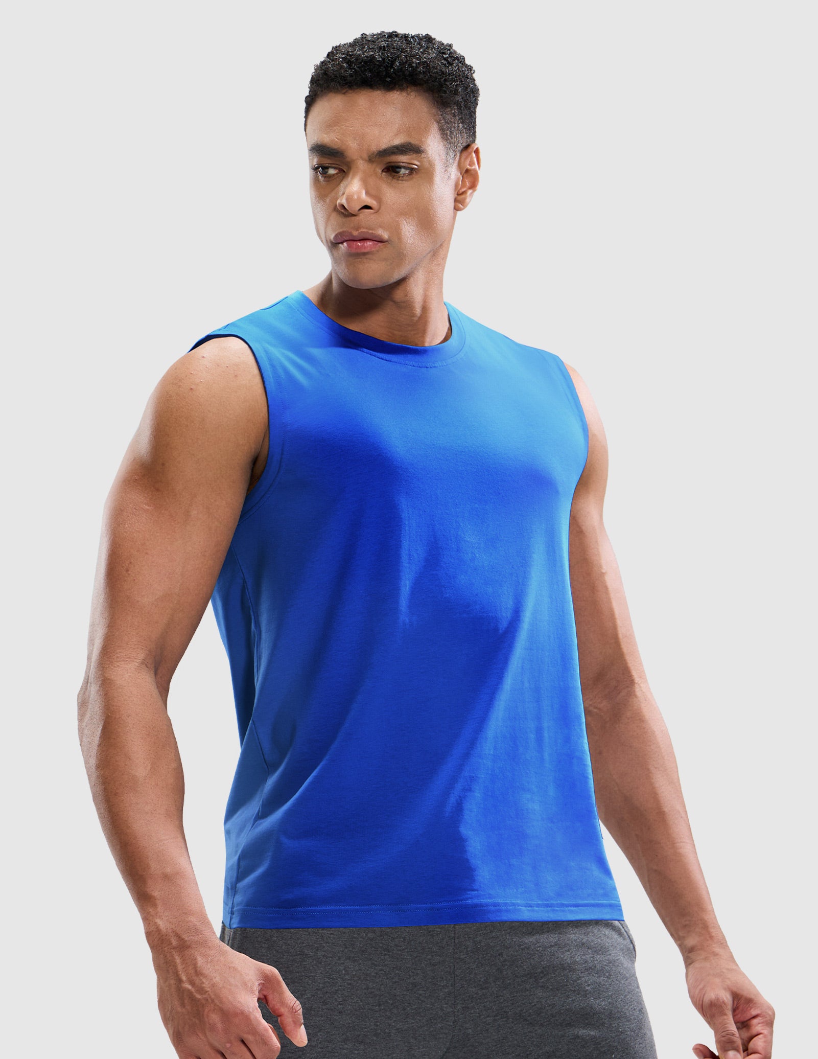 MIER Cotton Blend Running Tank for Men Stretchable and Moisture Wicking Men's Tank Top Royal Blue / S