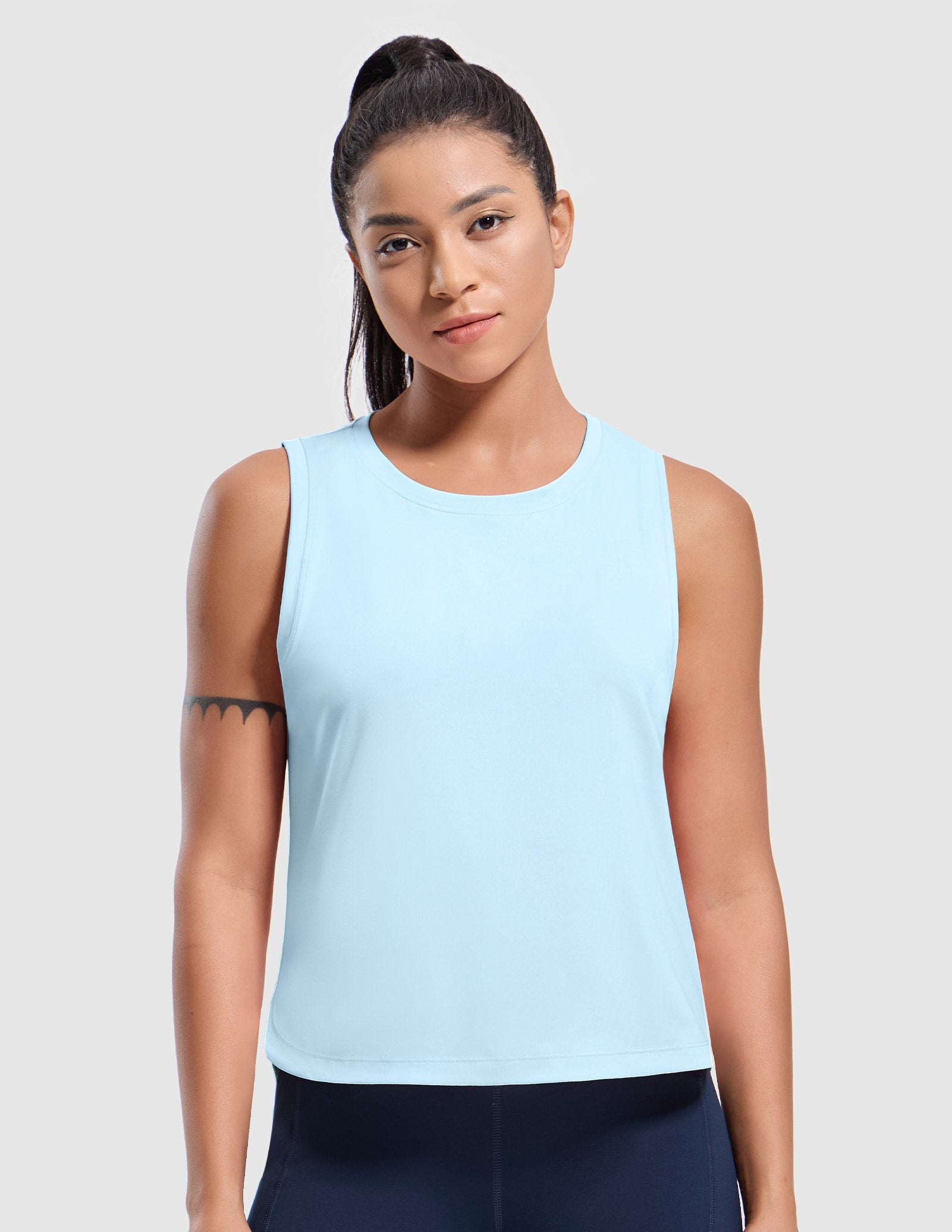 MIER Athletic Running Tank with Side Slits Breathable and Durable Women Tank Top Light Blue / XS