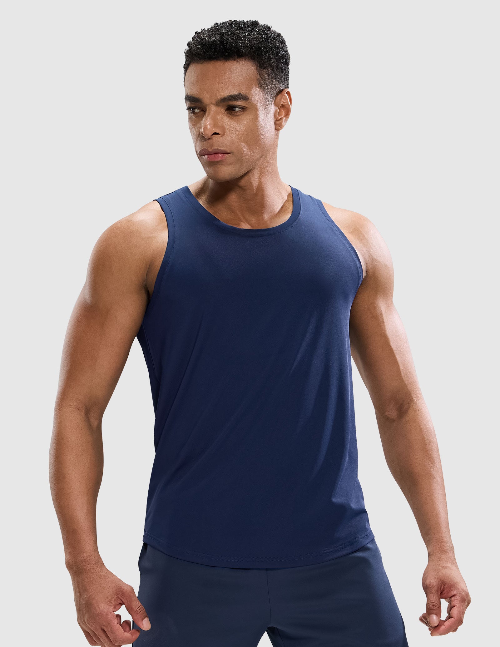 MIER Men’s Sleeveless Running Shirt Breathable and Sweat Wicking Men's Tank Top Navy / S