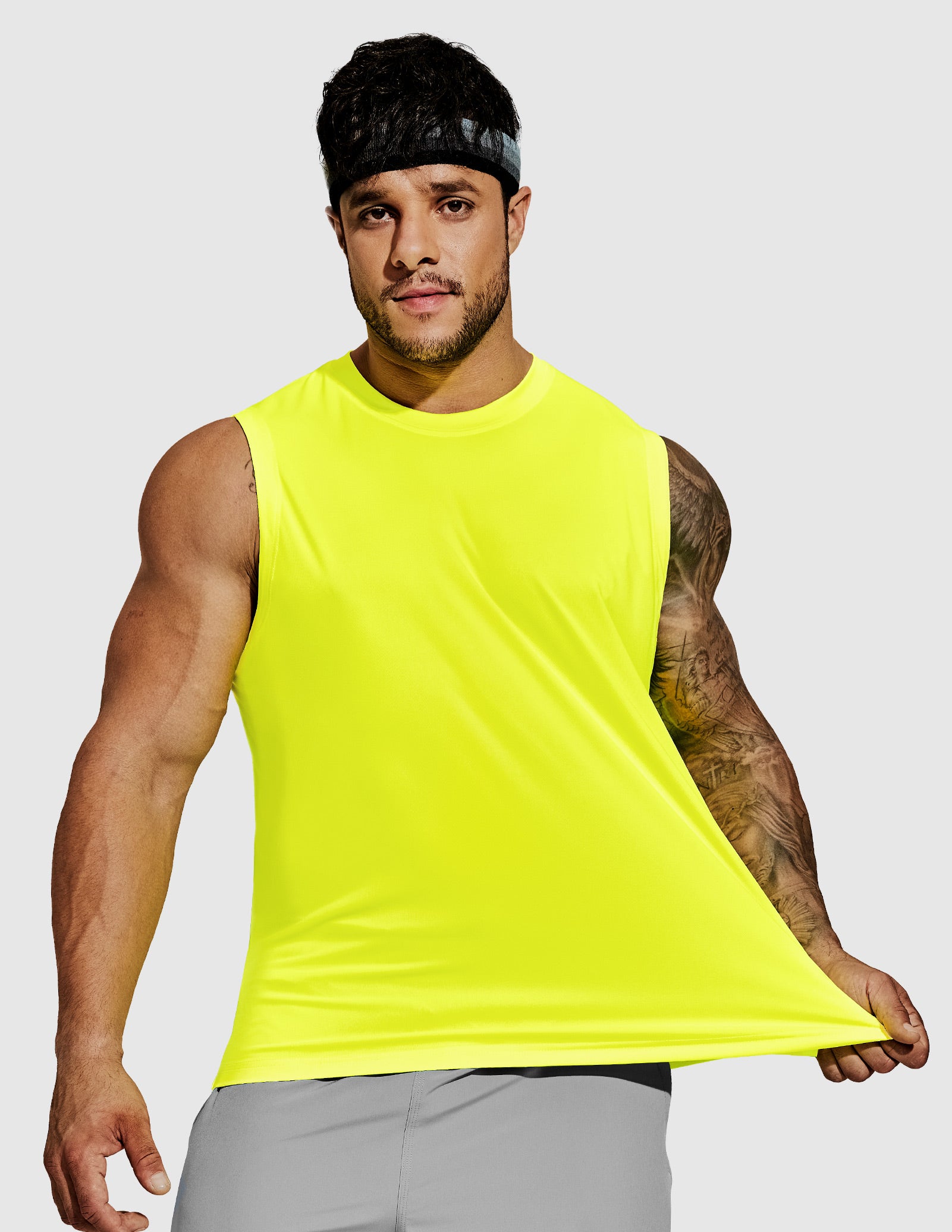 MIER Men’s Workout Tank Top Quick Dry UPF 50+ Sleeveless Gym Running Training Tee Men's Tank Top Lemon Green / S