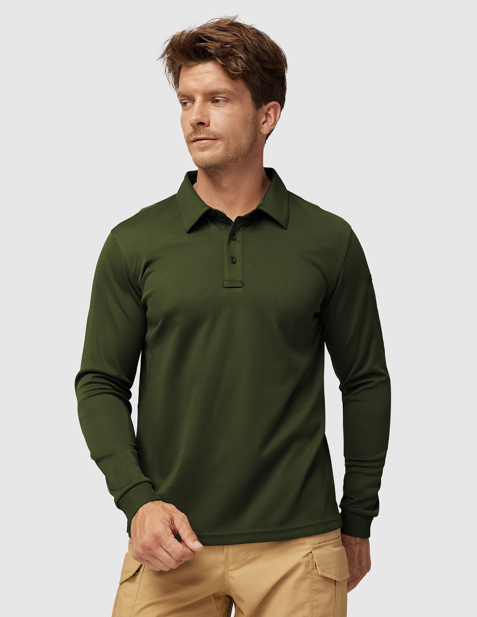 MIER Men’s Outdoor Tactical Long Sleeve Polo Shirts  Men Polo Army Green / S