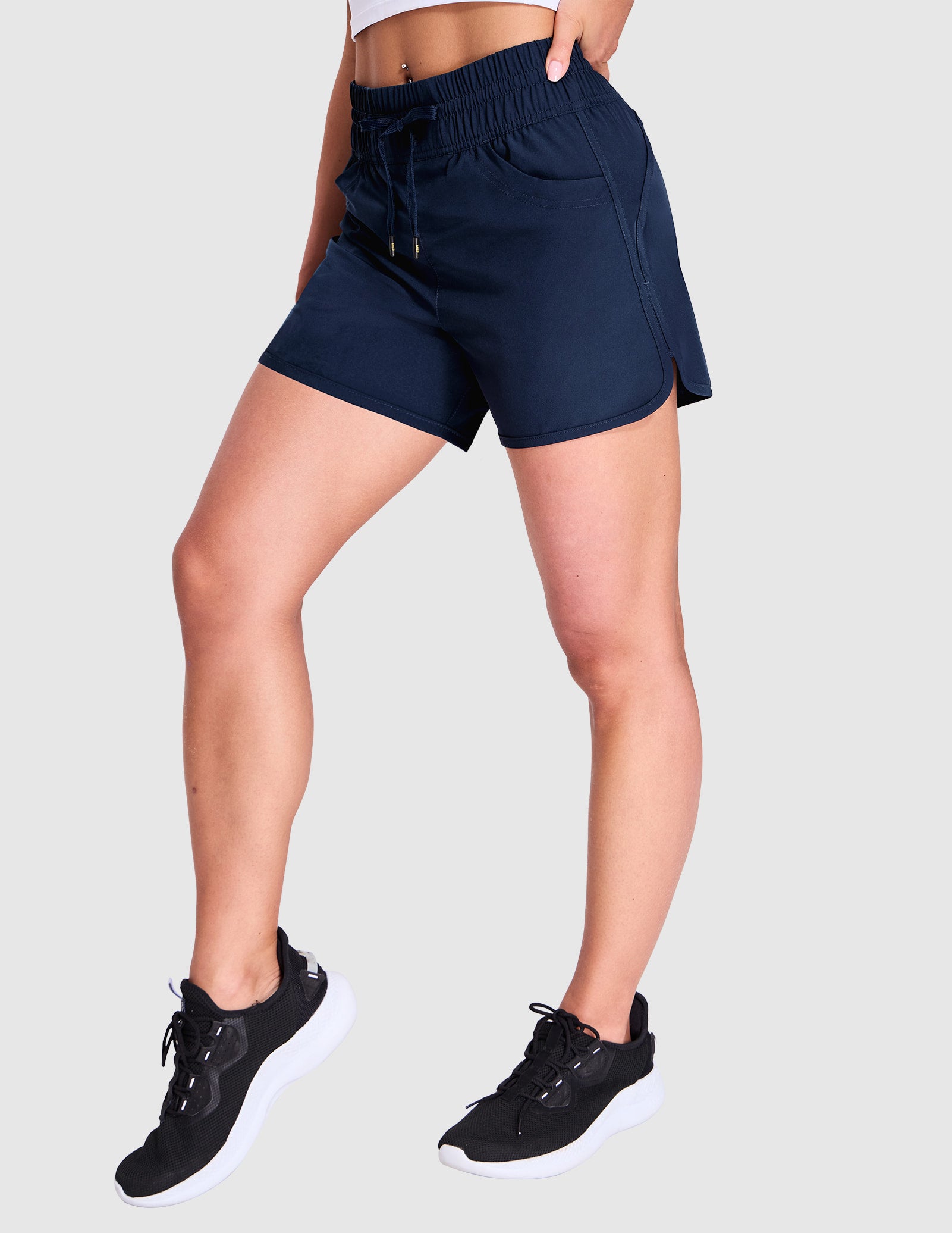 Women's Running Shorts Quick Dry with Liner Zipper Pocket