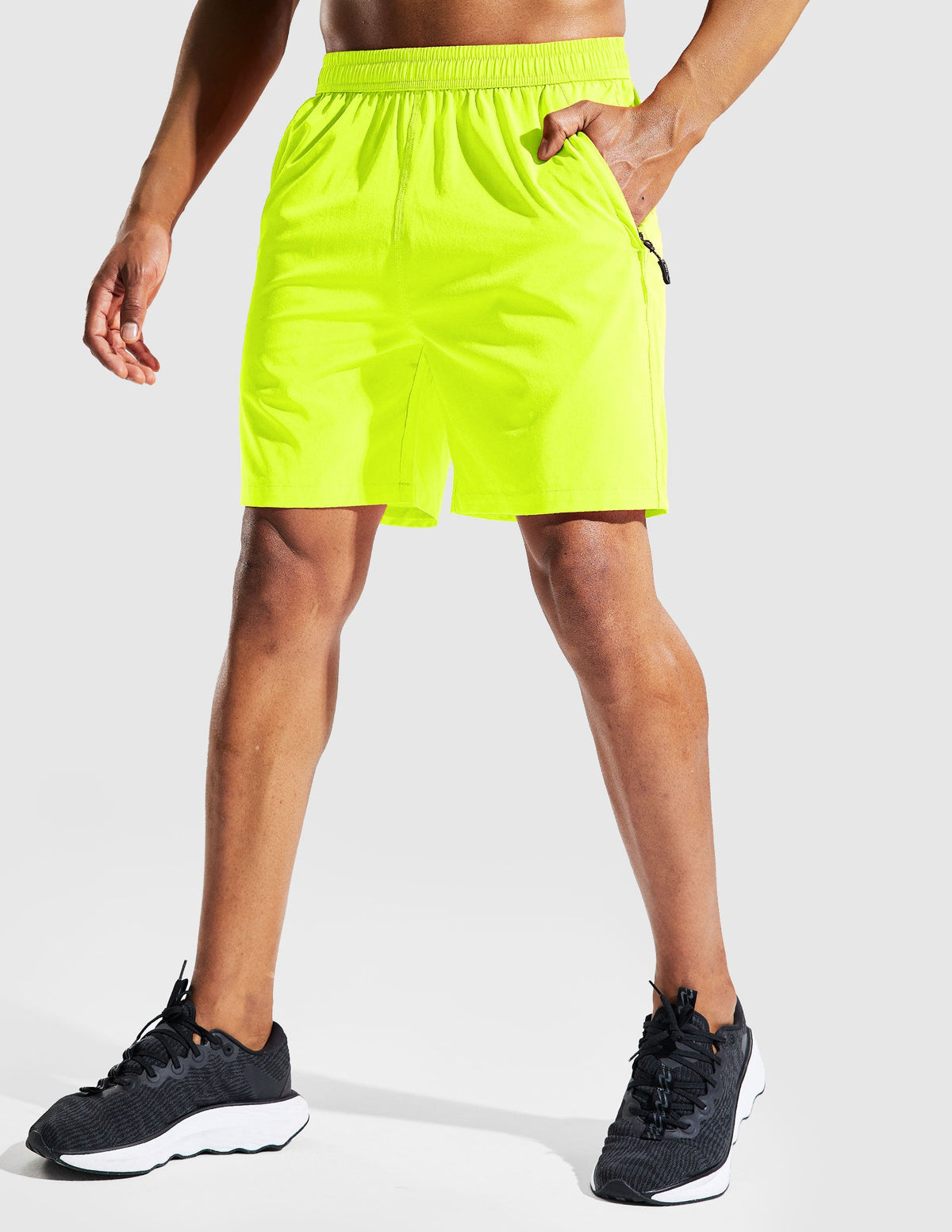 MIER Men's 7 Inch Quick Dry Running Shorts with Phone Pocket Men's Shorts Neon Green / S