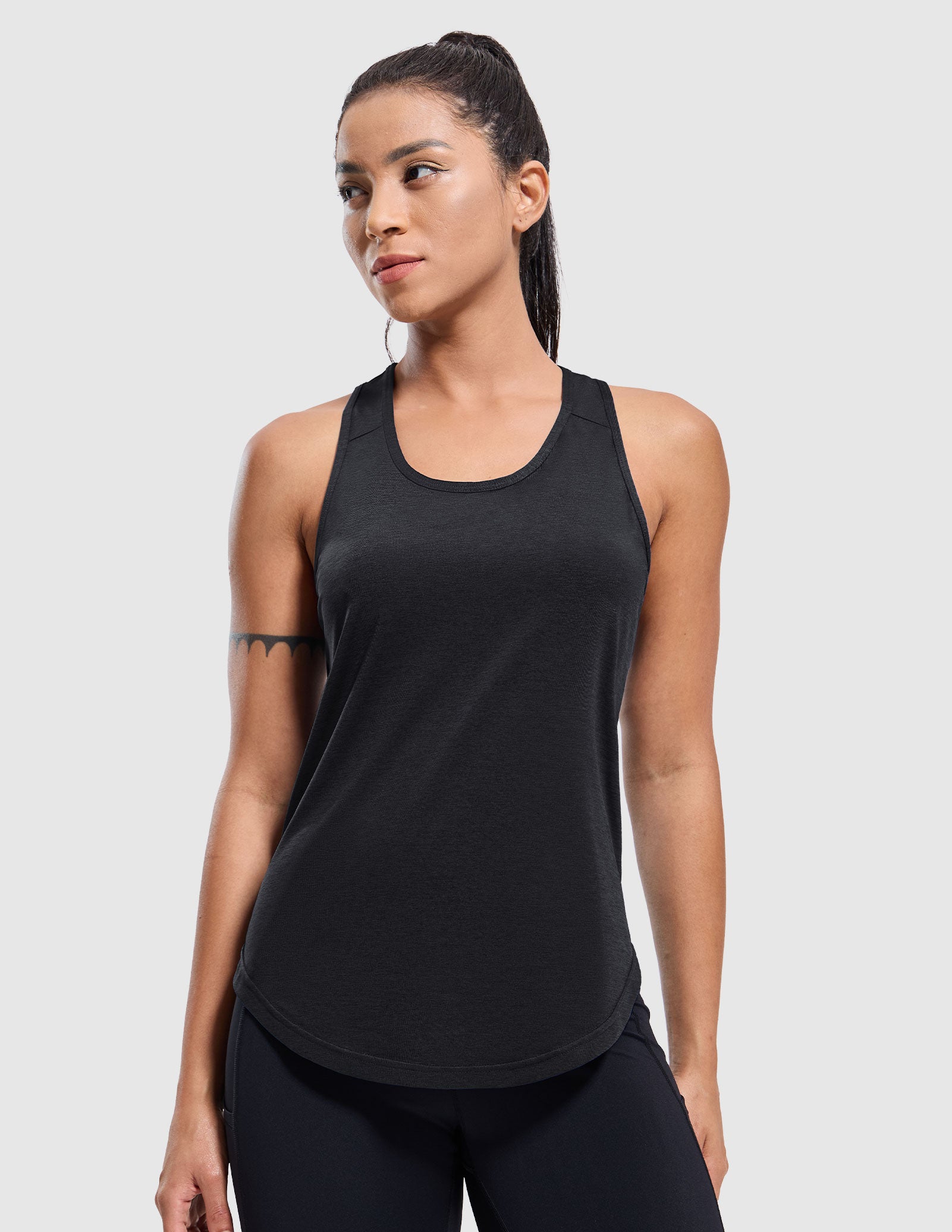 MIER Women's Sleeveless Tank with Open Back Perfect for Yoga and Running Women Tank Top Black / XS