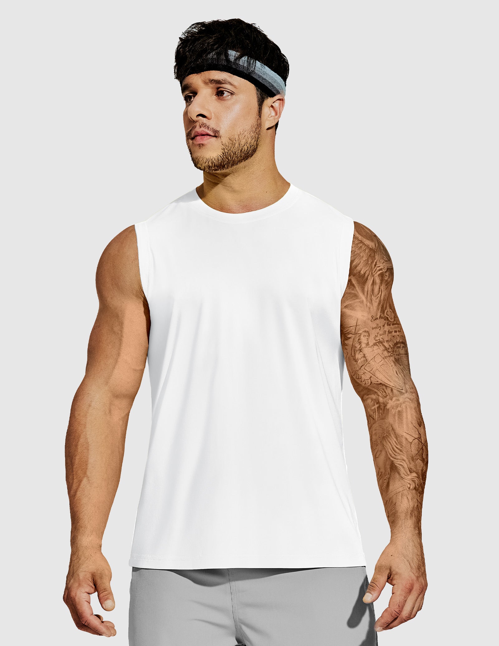 MIER Men’s Workout Tank Top Quick Dry UPF 50+ Sleeveless Gym Running Training Tee Men's Tank Top White / S