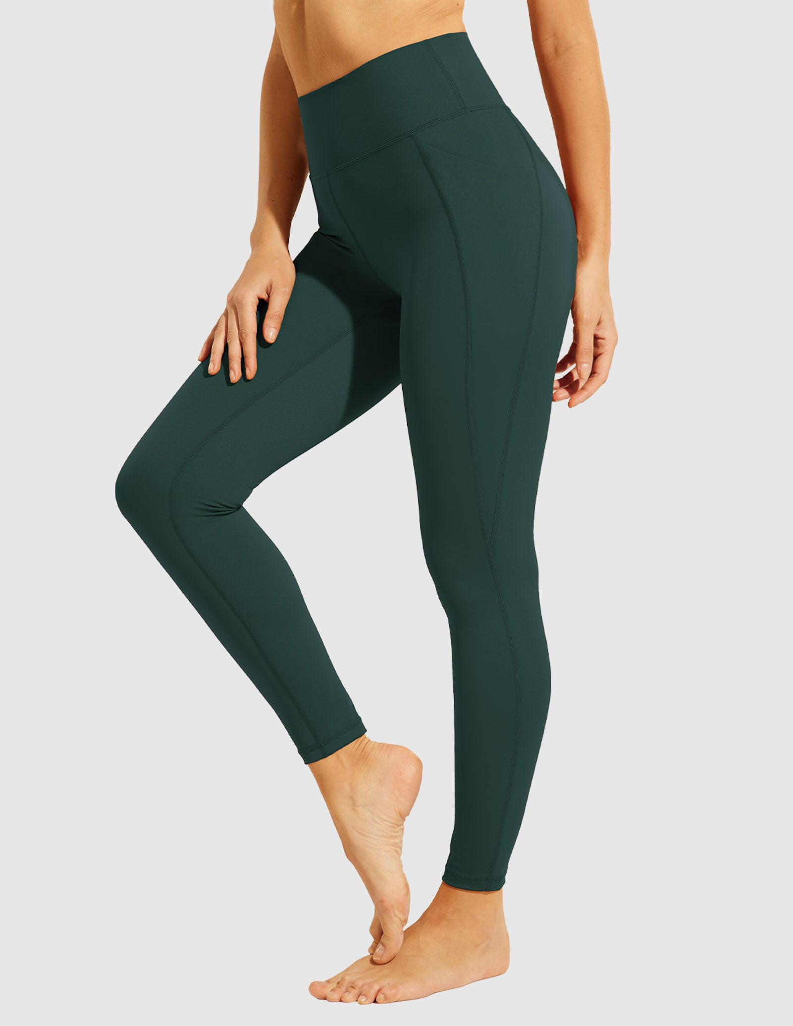 MIER Women High Waist Workout Yoga Pants Athletic Legging Women Yoga Pants Dark Green / S