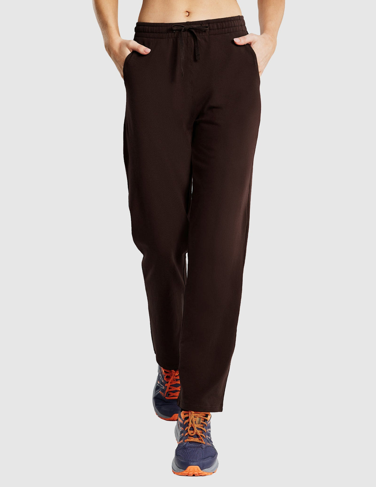 MIER Women's Cotton Sweatpants Casual Drawstring Pants Deep Brown / XS