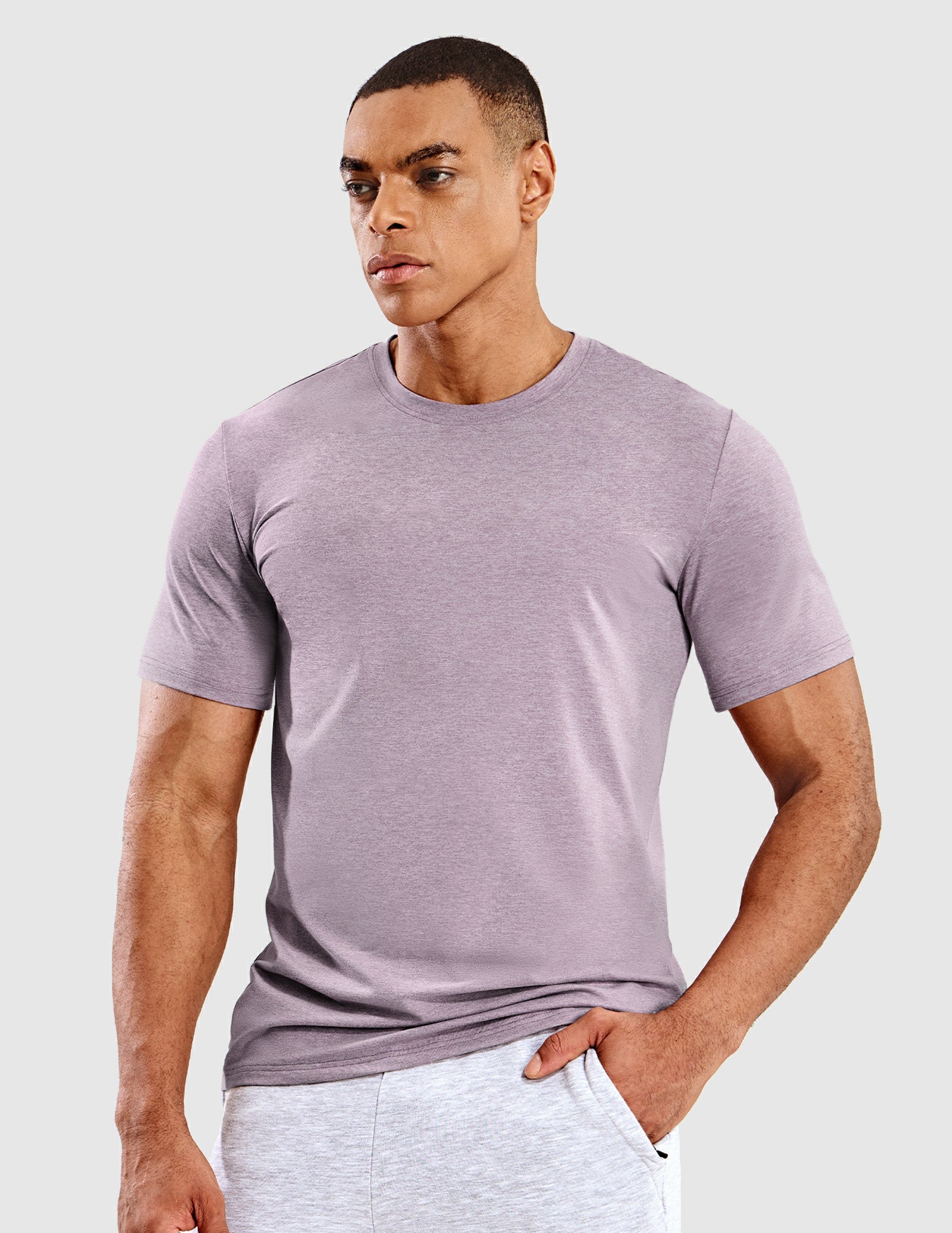 MIER Men’s Buttery Soft Short Sleeve Dry Fit Athletic T-Shirt Men's Shirt Heather Lavender / S