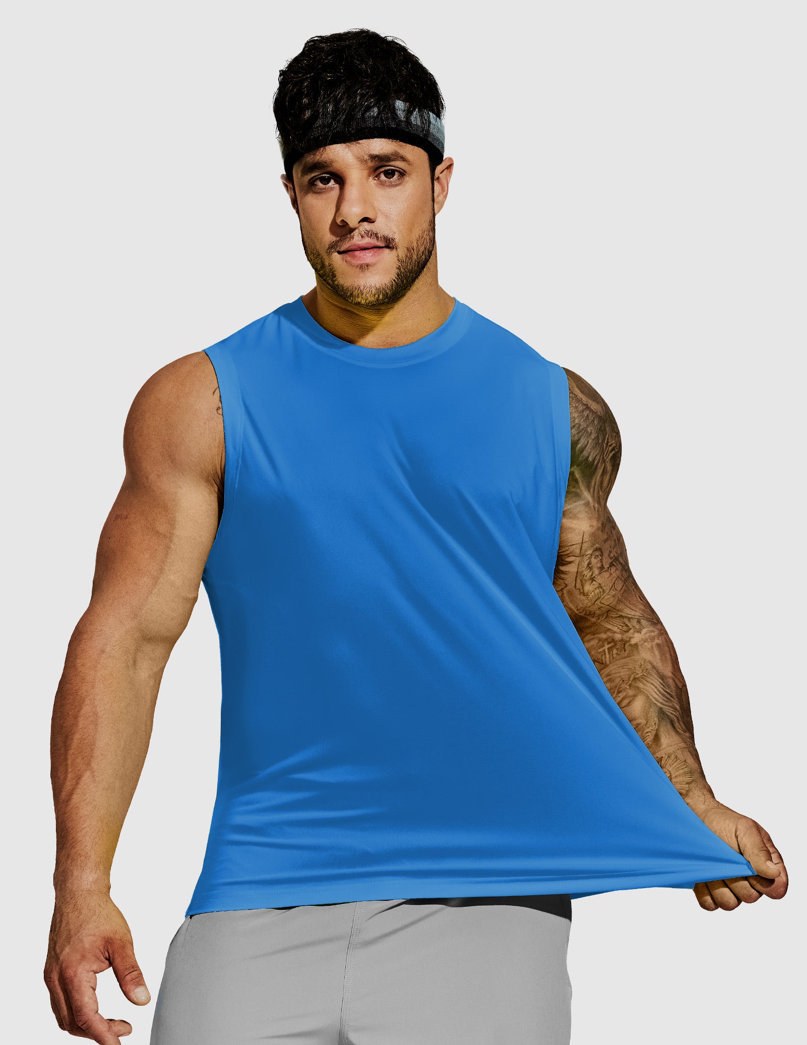 MIER Men’s Workout Tank Top Quick Dry UPF 50+ Sleeveless Gym Running Training Tee Men's Tank Top Classic Blue / S