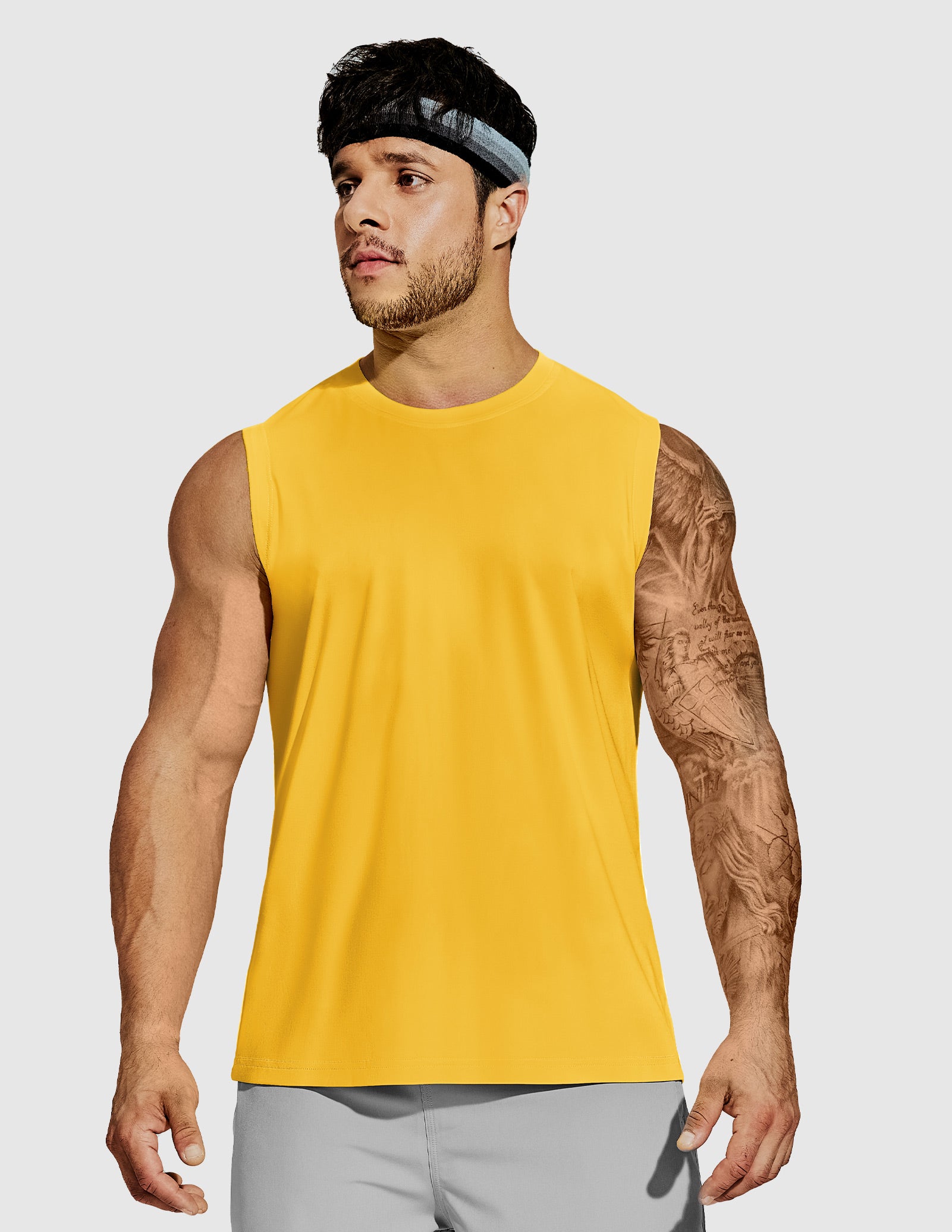 MIER Men’s Workout Tank Top Quick Dry UPF 50+ Sleeveless Gym Running Training Tee Men's Tank Top Yellow / S