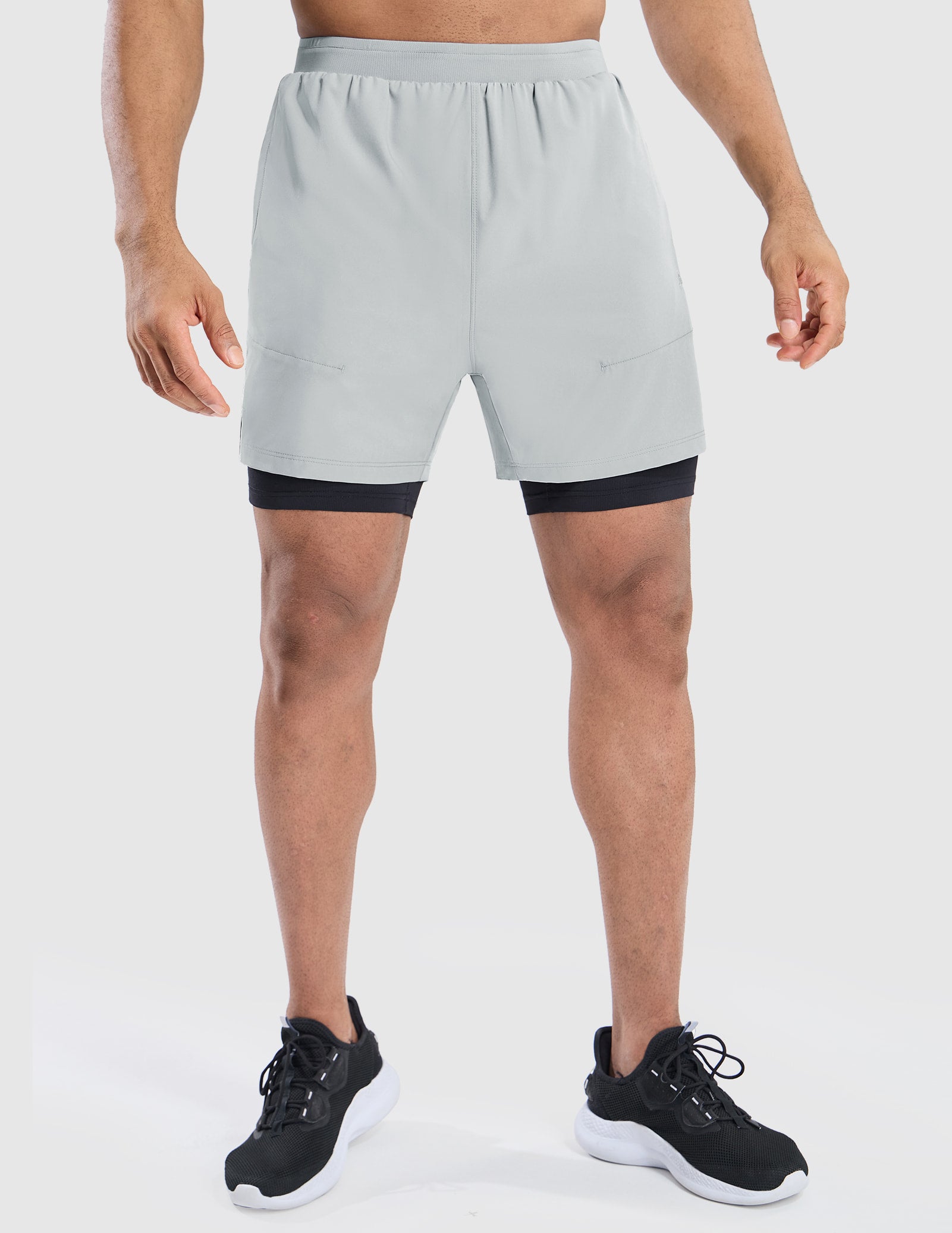 Men's 2 in 1 Running Shorts with Liner 5" Quick Dry Athletic Shorts