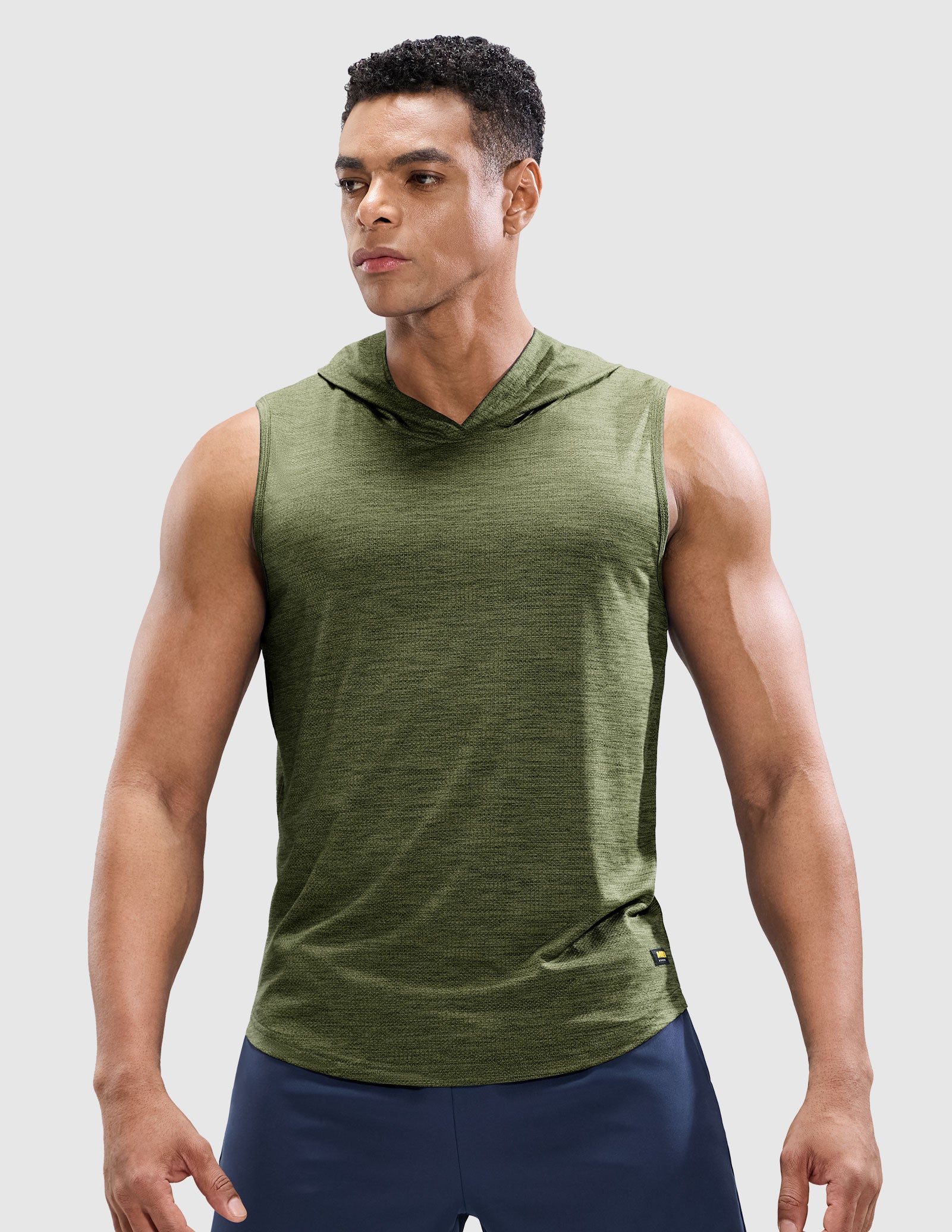 MIER Men's Sleeveless Tank Top with Hood Quick Dry Shirts Men's Sleeveless T-shirt Heather Army Green / S