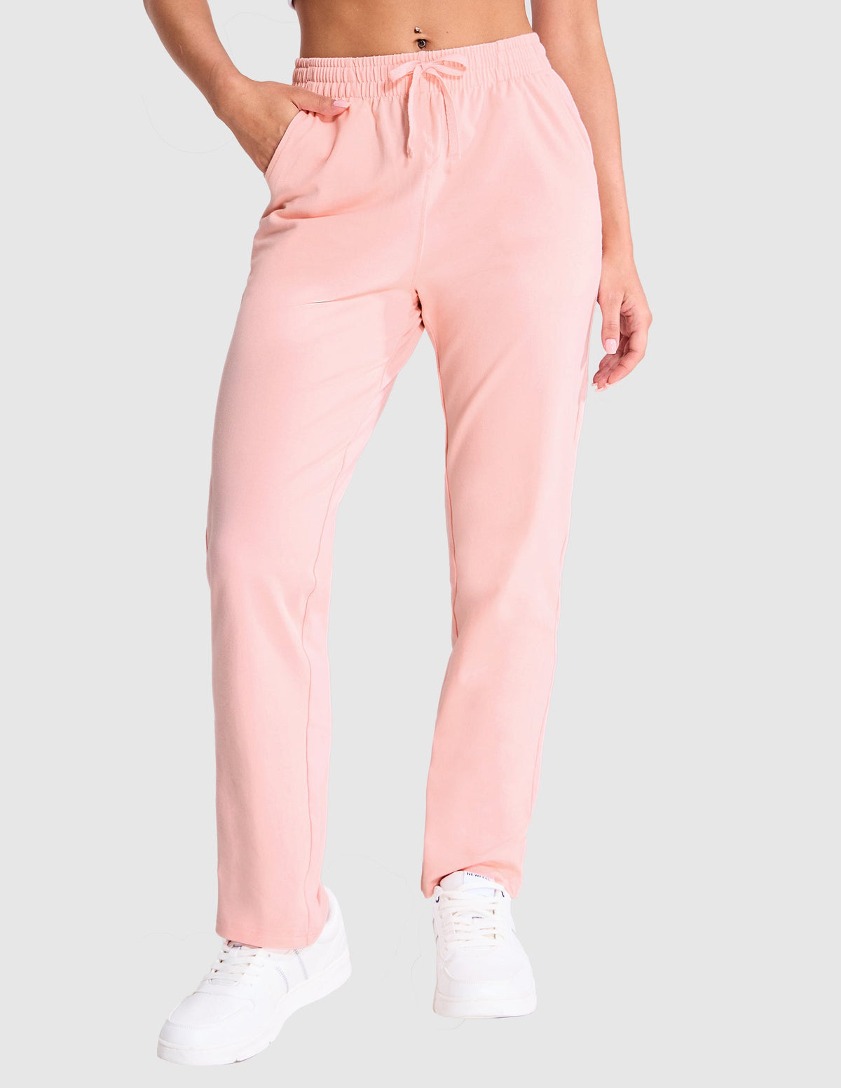 MIER Women's Cotton Sweatpants Casual Drawstring Pants Light Pink / XS