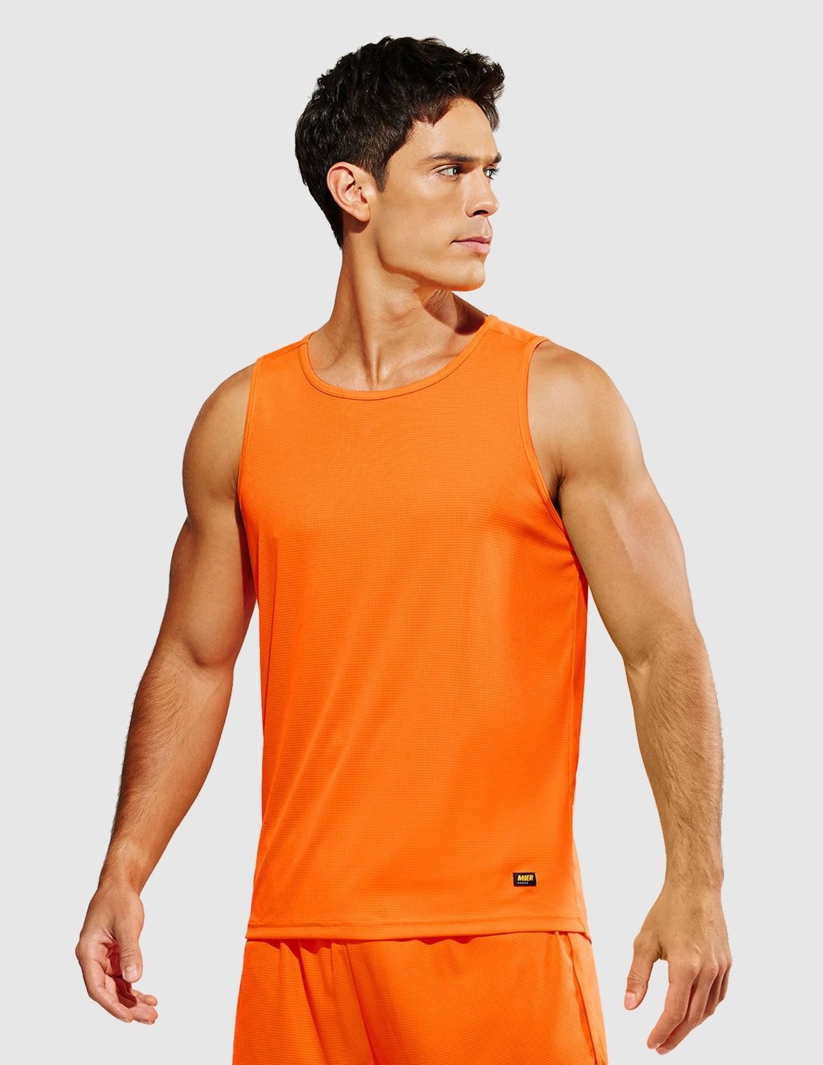 MIER Summer Running Tank Top Lightweight and Sweat Wicking Men's Tank Top Orange / S