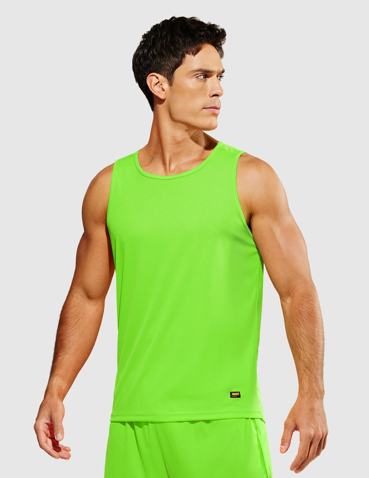 MIER Summer Running Tank Top Lightweight and Sweat Wicking Men's Tank Top Light Green / S