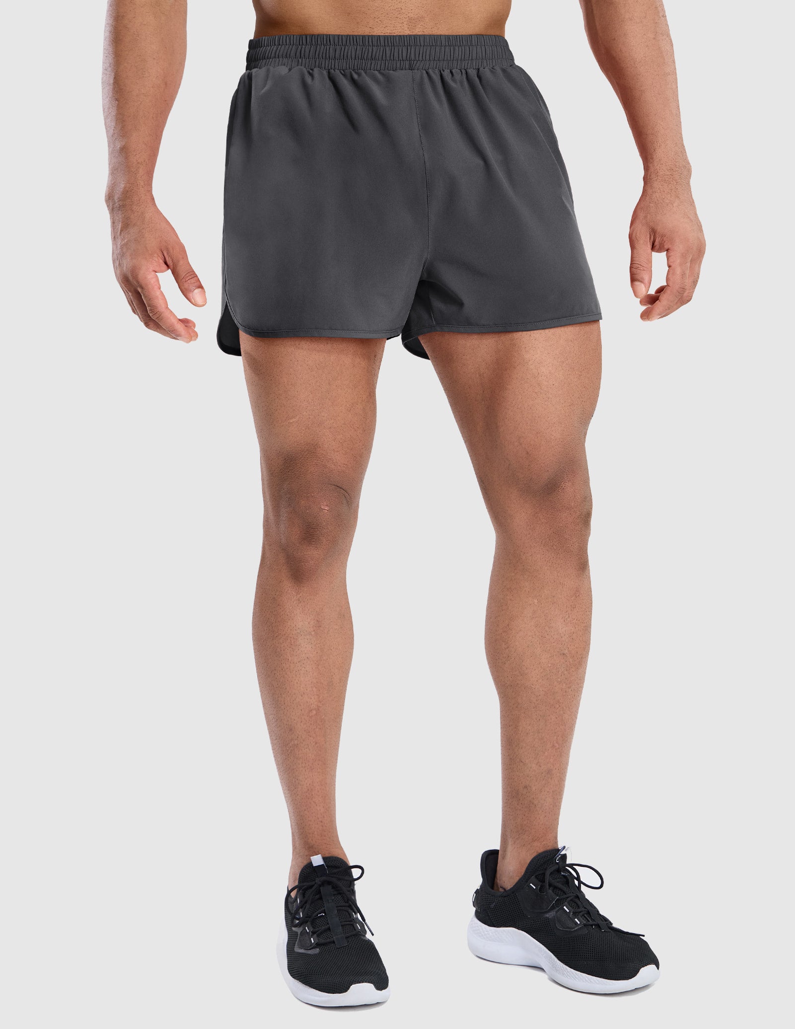 MIER Men's 3 Inch Marathon Running Shorts with Brief Liner Men's Shorts Dark Grey / XS