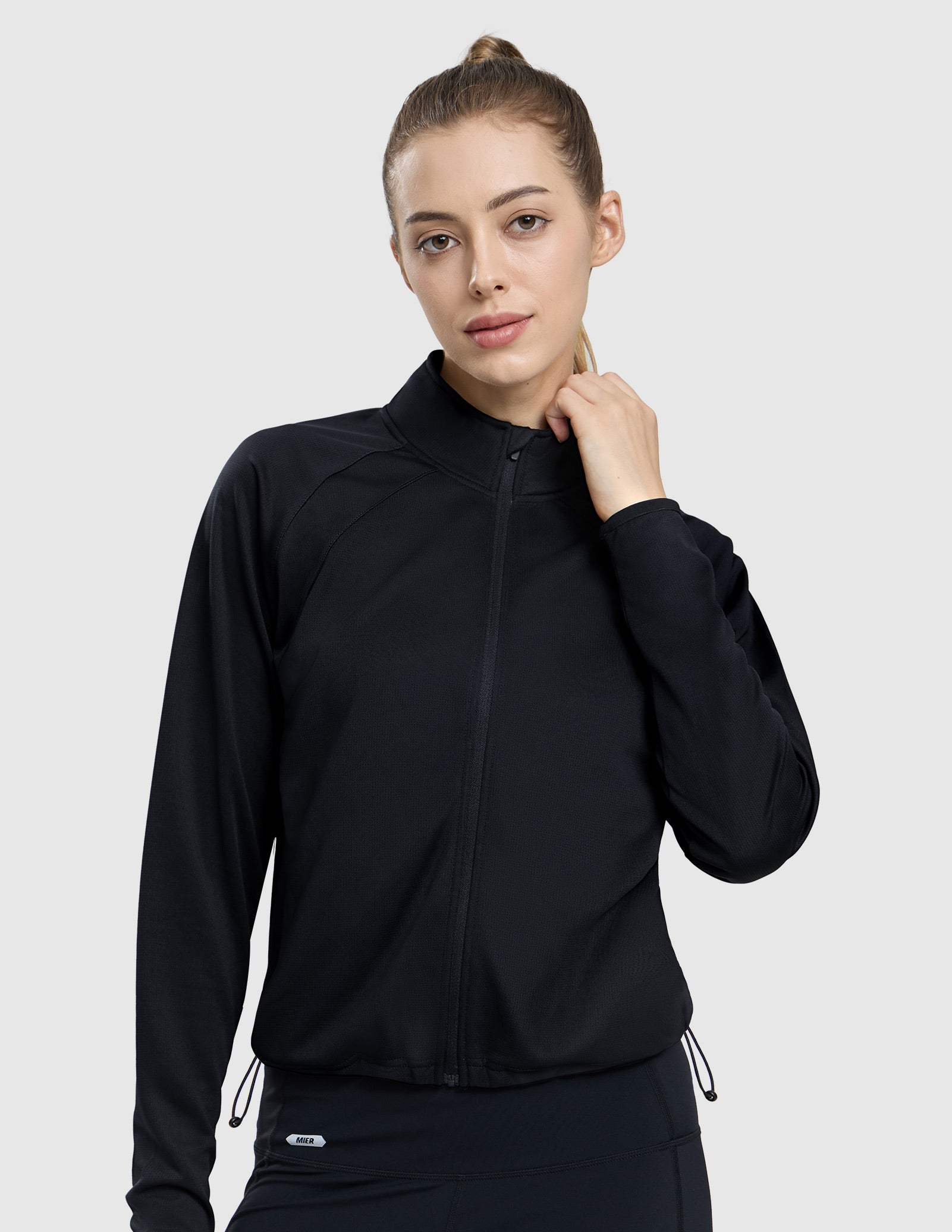 MIER Women's Lightweight Full Zip Hooded Performance Jacket Women Active Shirt Black / XS