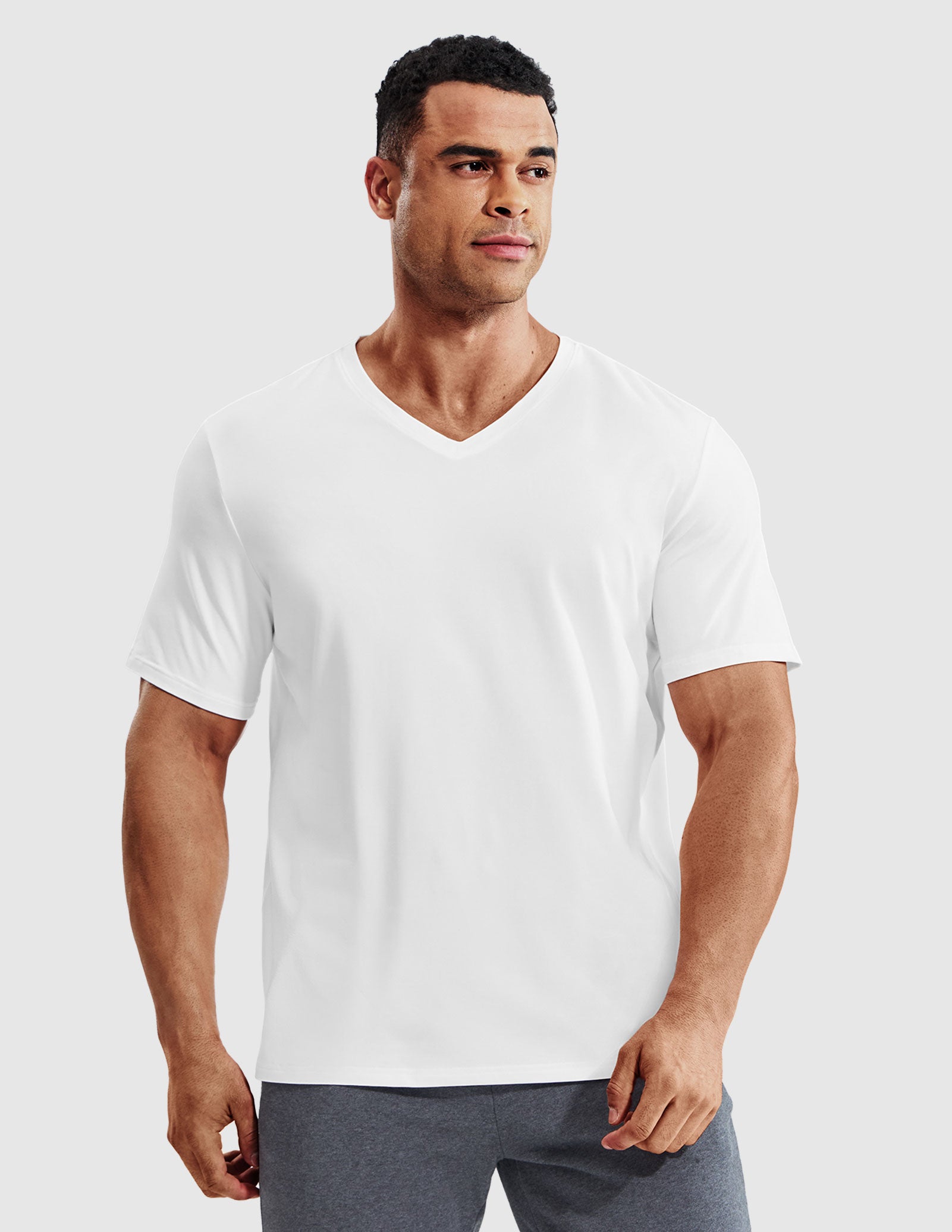 MIER Men’s Buttery Soft Dry Fit V-Neck Workout T-Shirt Men's Shirt White / S