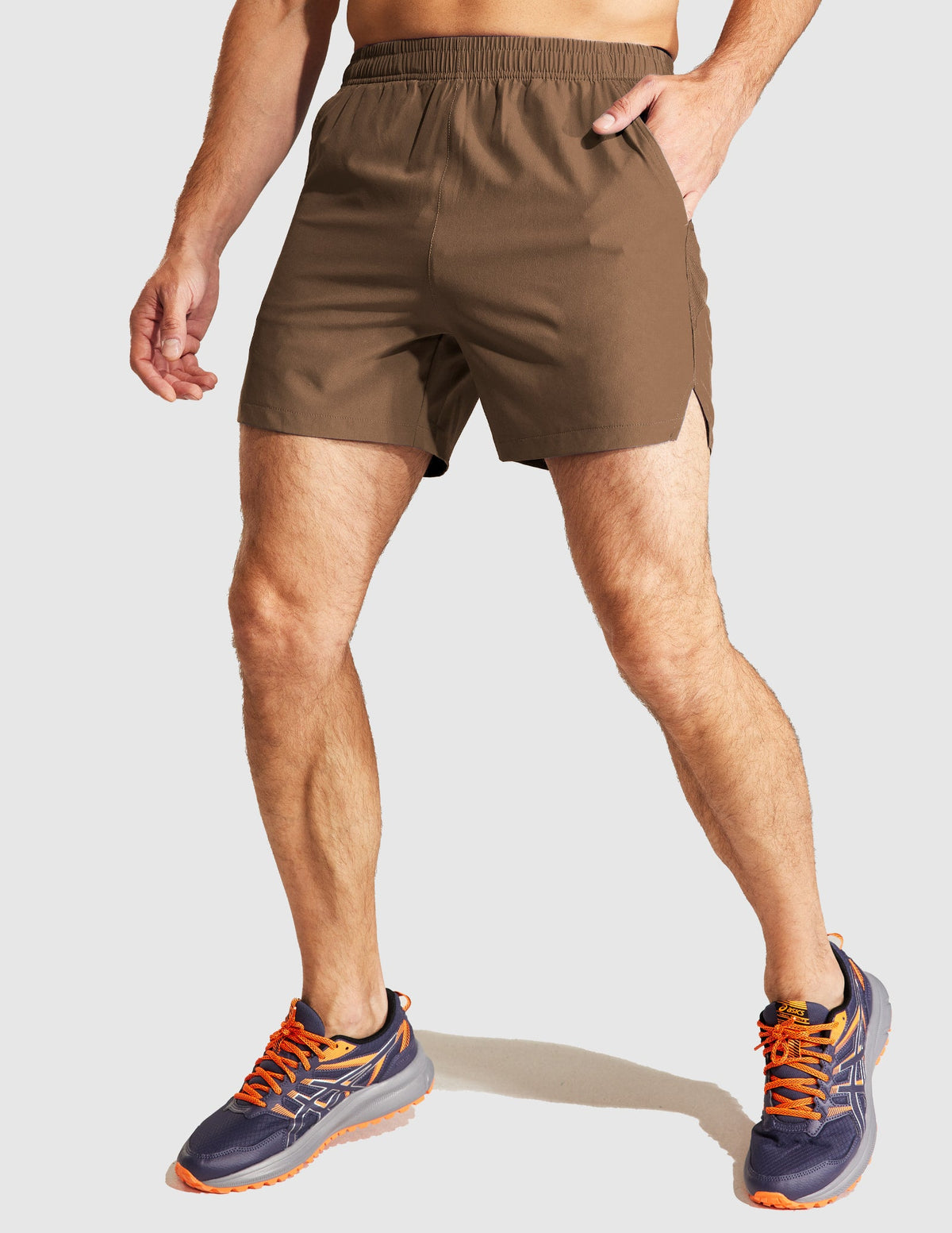 MIER Men's 5 Inch Quick Dry Running Shorts Men's Shorts Brown / XS