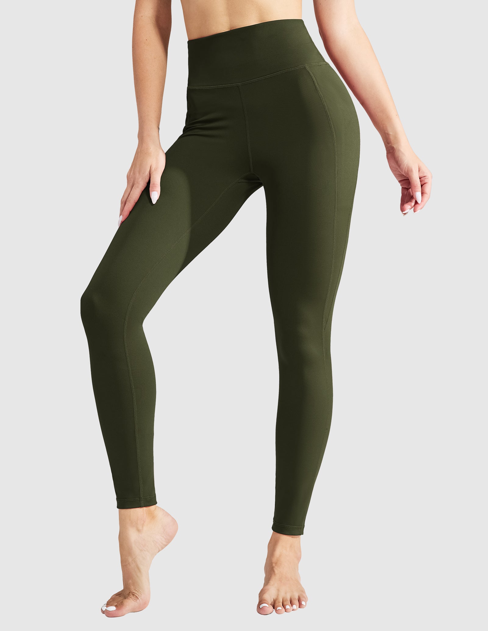 MIER Women High Waist Workout Yoga Pants Athletic Legging Women Yoga Pants Army Green / S