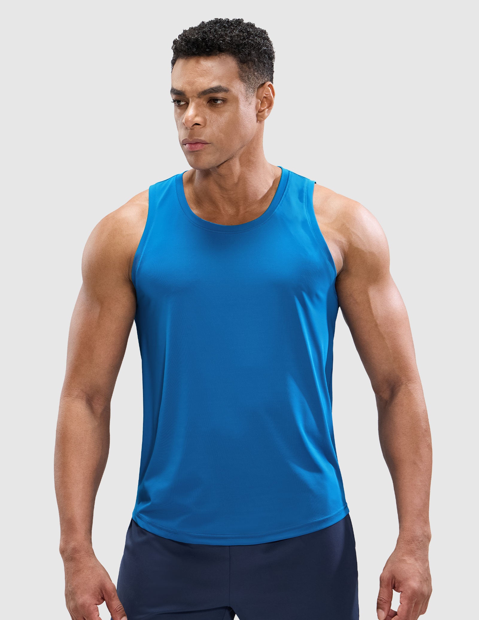 MIER Men’s Sleeveless Running Shirt Breathable and Sweat Wicking Men's Tank Top Classic Blue / S