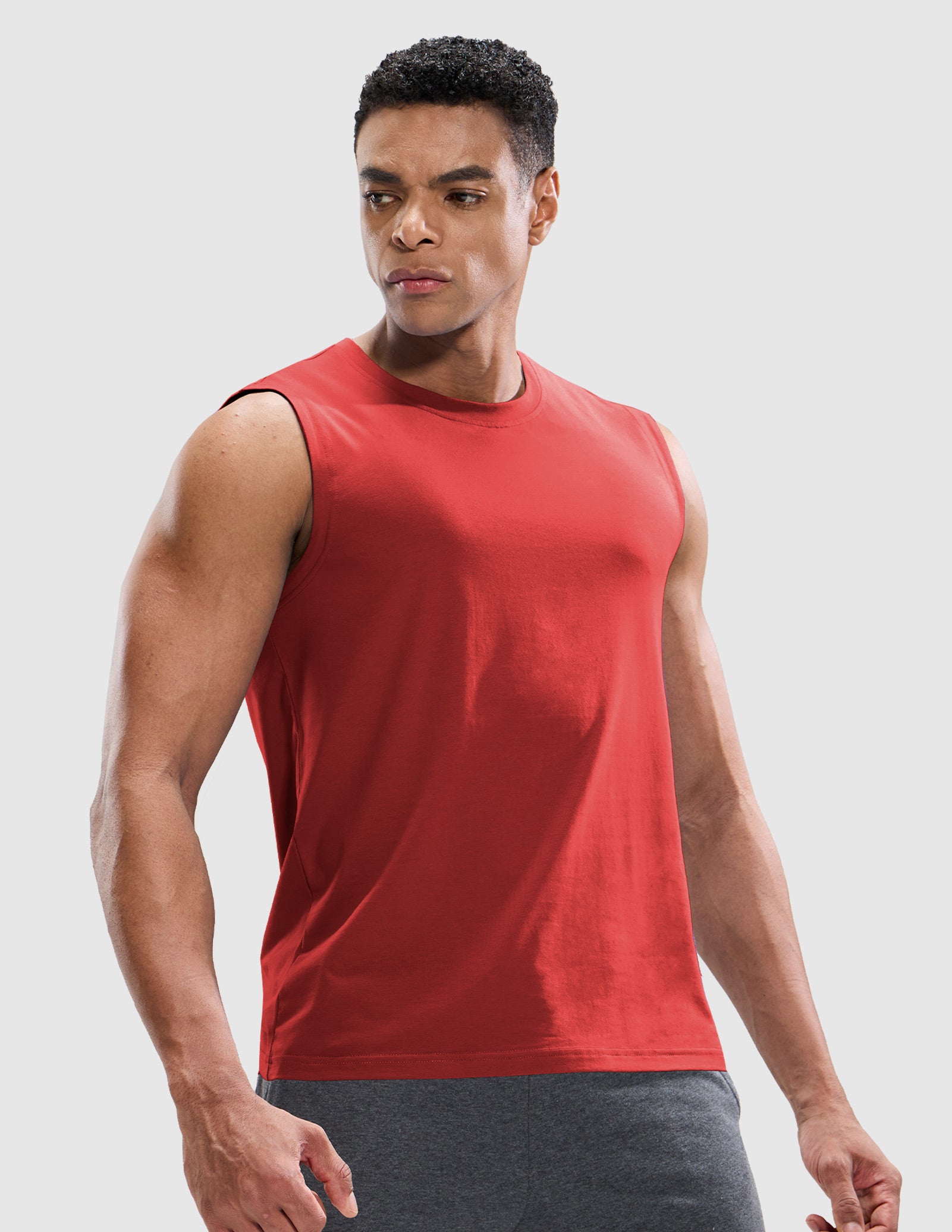 MIER Cotton Blend Running Tank for Men Stretchable and Moisture Wicking Men's Tank Top Red / S