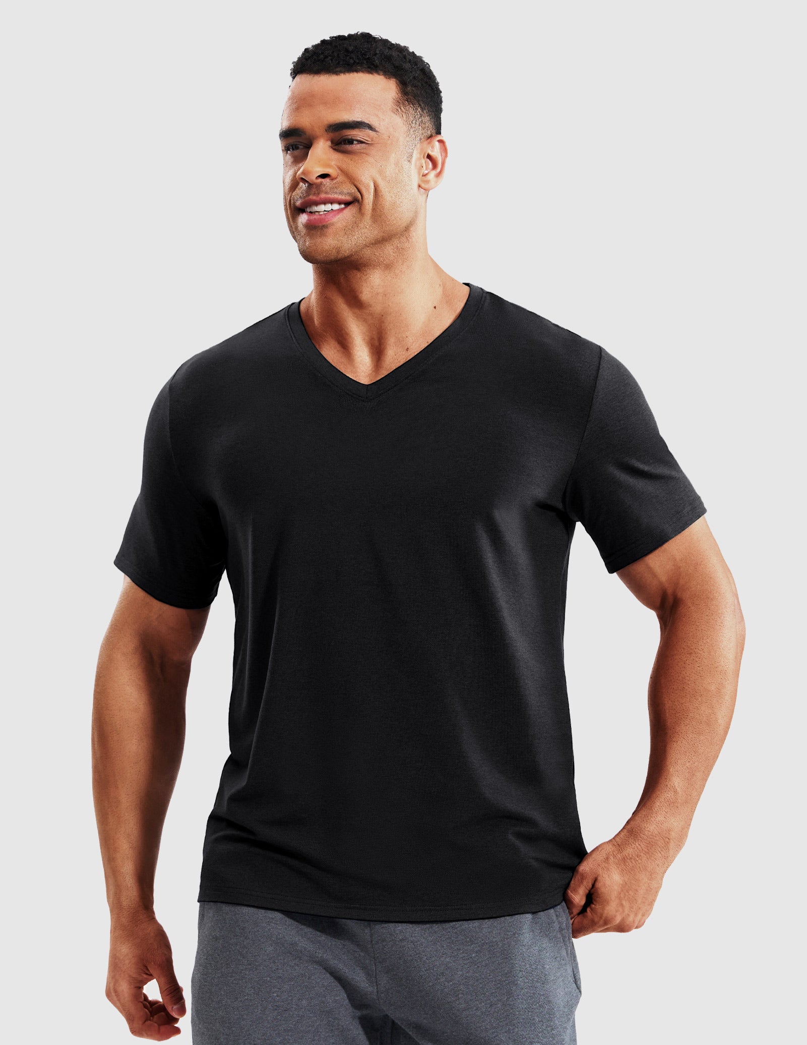 MIER Men’s Buttery Soft Dry Fit V-Neck Workout T-Shirt Men's Shirt Heather Black / S