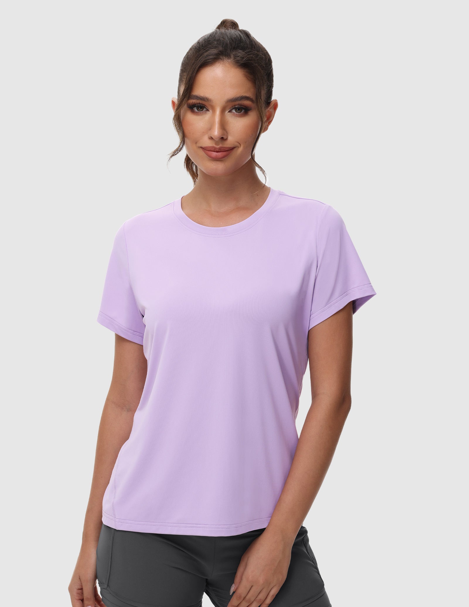 MIER Women's Athletic Running Tee Comfortable Lightweight and Breathable Women Active Shirt Lavender / XS