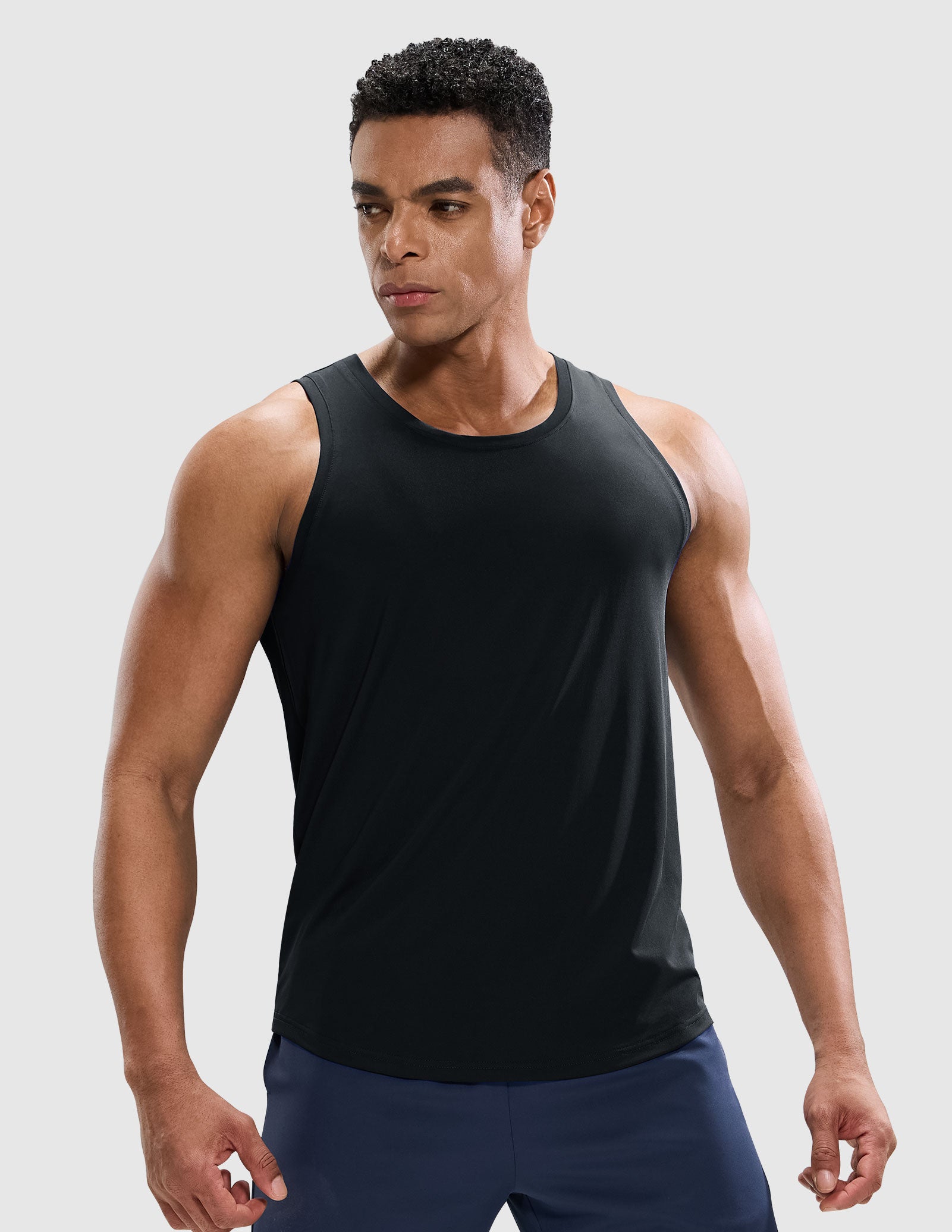 MIER Men’s Sleeveless Running Shirt Breathable and Sweat Wicking Men's Tank Top Black / S