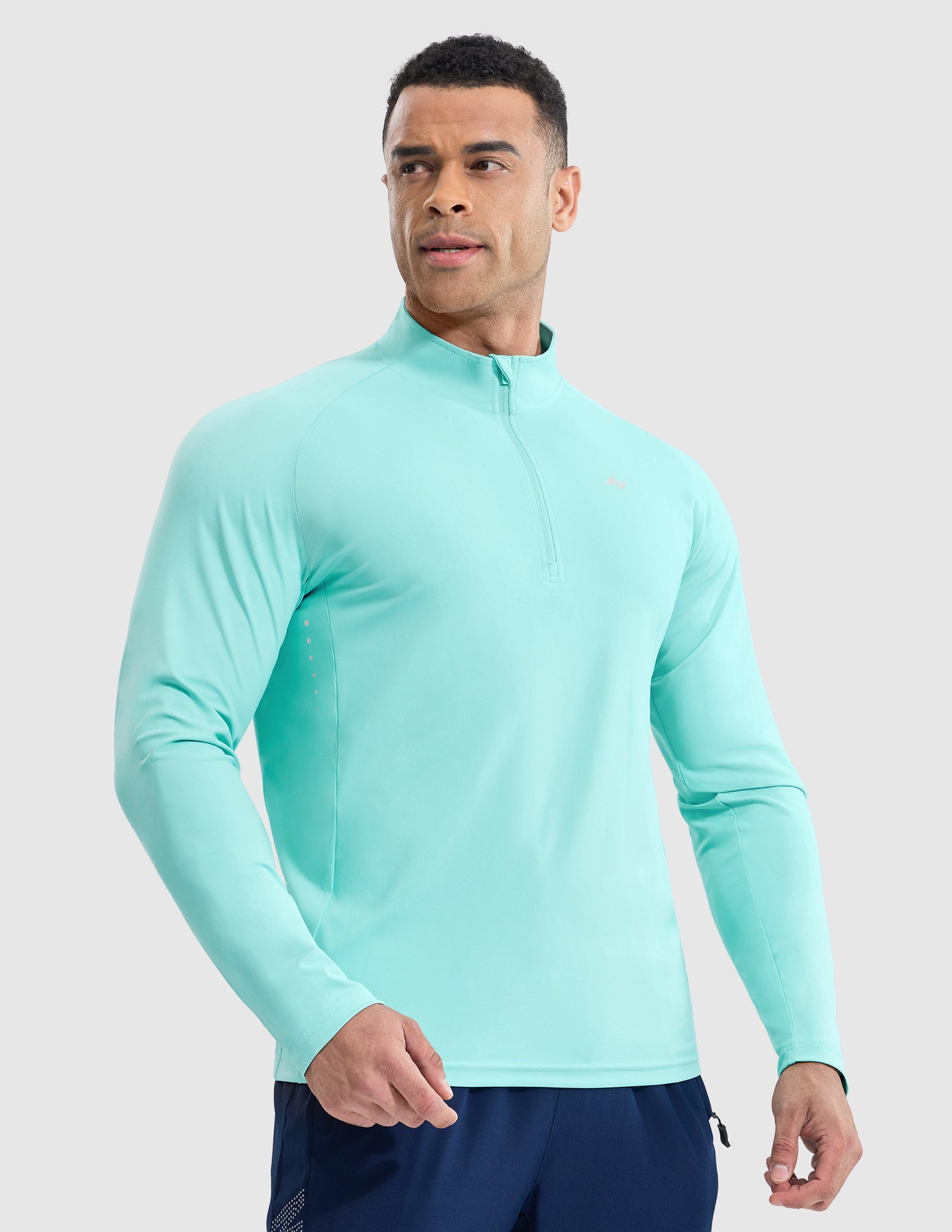 MIER Lightweight Quarter Zip Running Shirt, Breathable and Sun Protection Men's T-Shirts Light Green / S