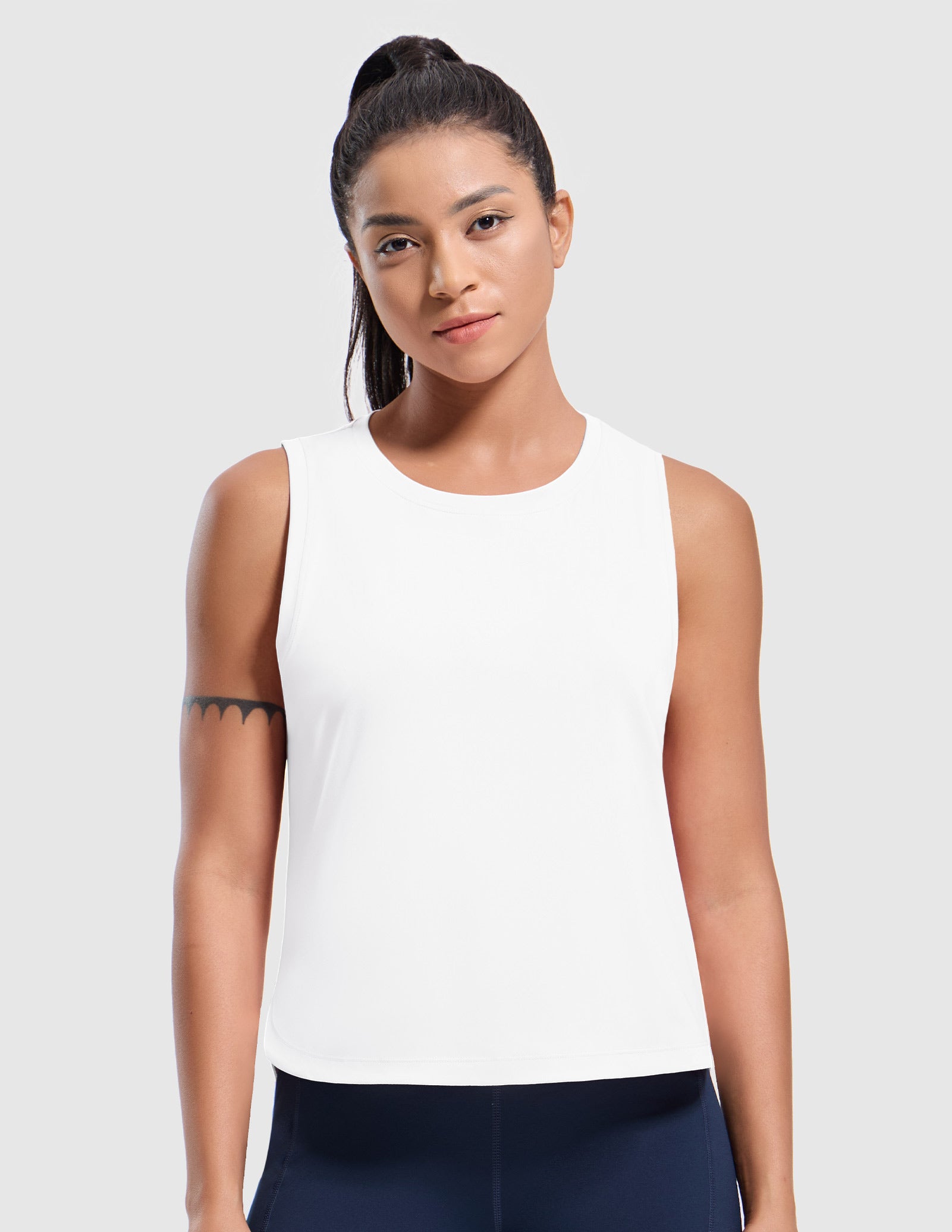 MIER Athletic Running Tank with Side Slits Breathable and Durable Women Tank Top White / XS