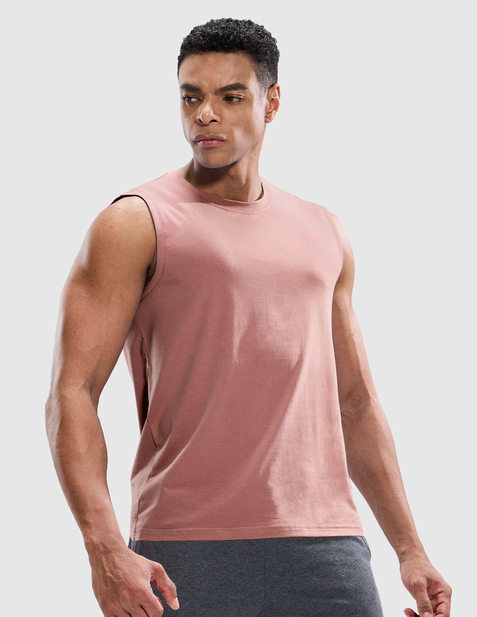 MIER Cotton Blend Running Tank for Men Stretchable and Moisture Wicking Men's Tank Top Dusty Pink / S