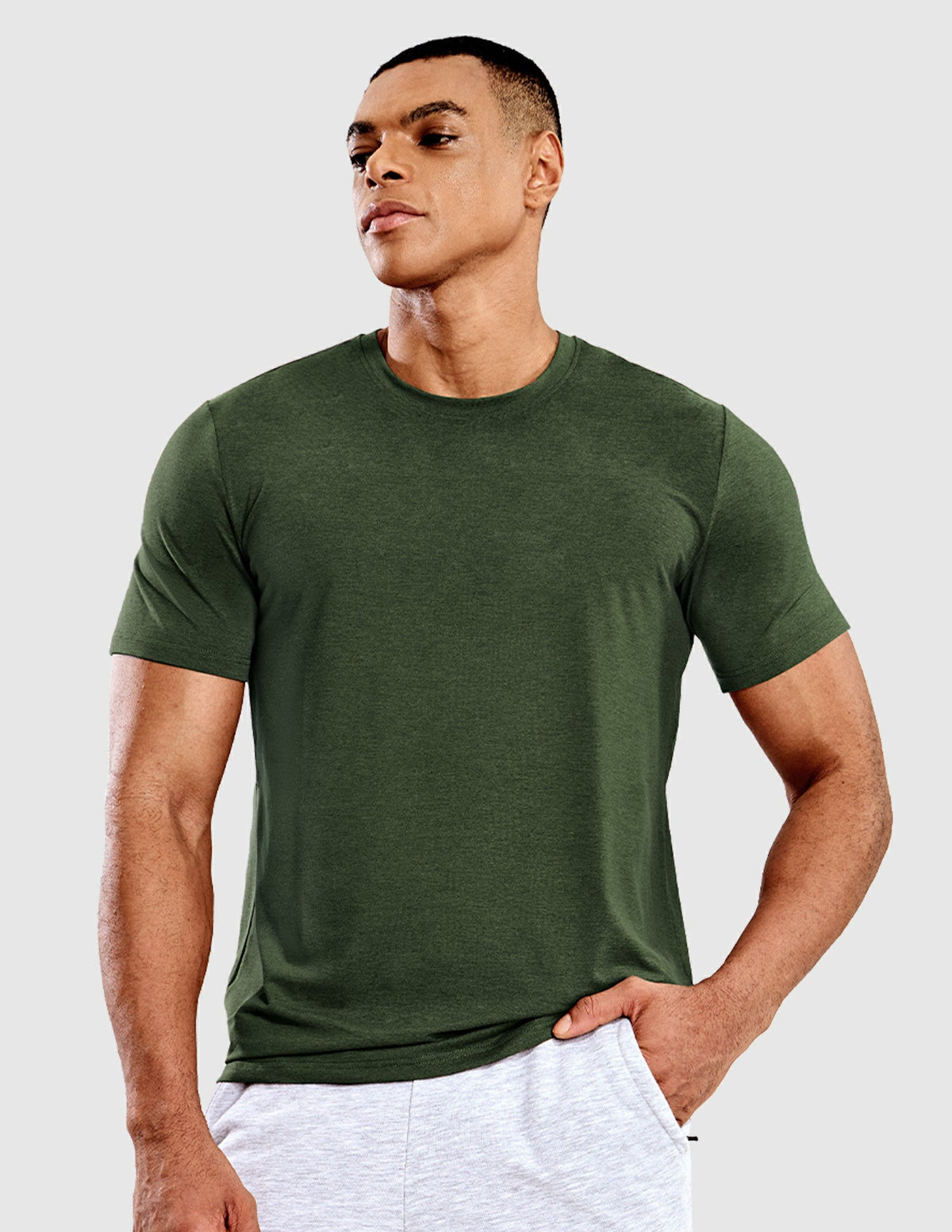 MIER Men’s Buttery Soft Short Sleeve Dry Fit Athletic T-Shirt Men's Shirt Heather Dark Green / S