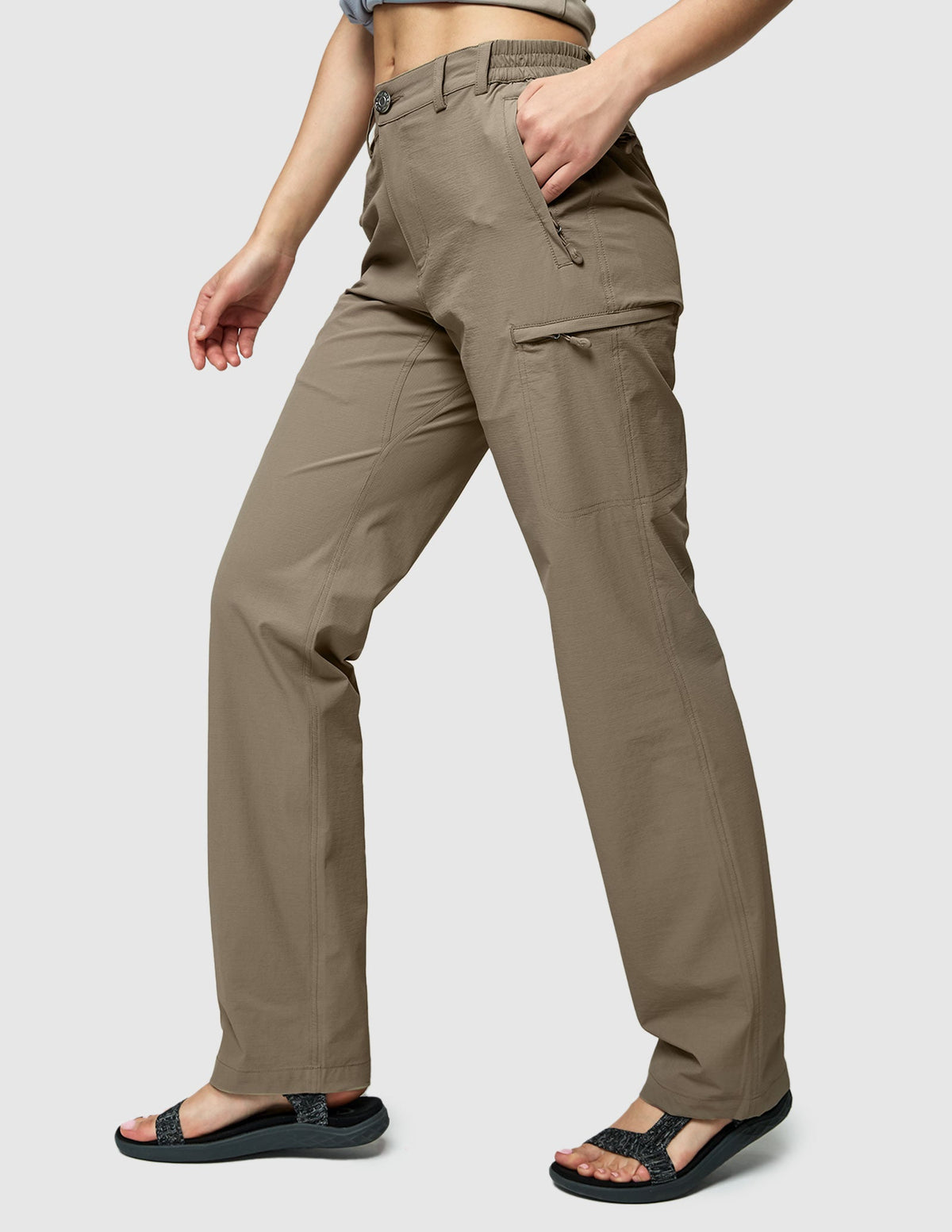 MIER Women Quick Dry Cargo Pants Tactical Hiking Pants Women Hiking Pants Khaki / 2