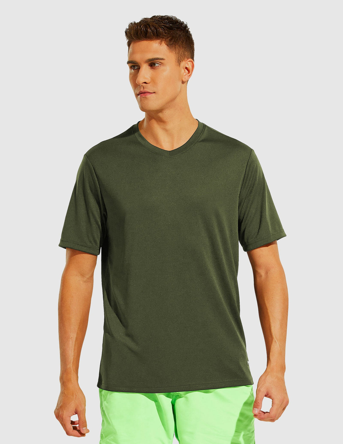 MIER Men's Dry Fit Performance Tees Eco Friendly and Moisture Wicking Men's T-Shirts Army Green / S