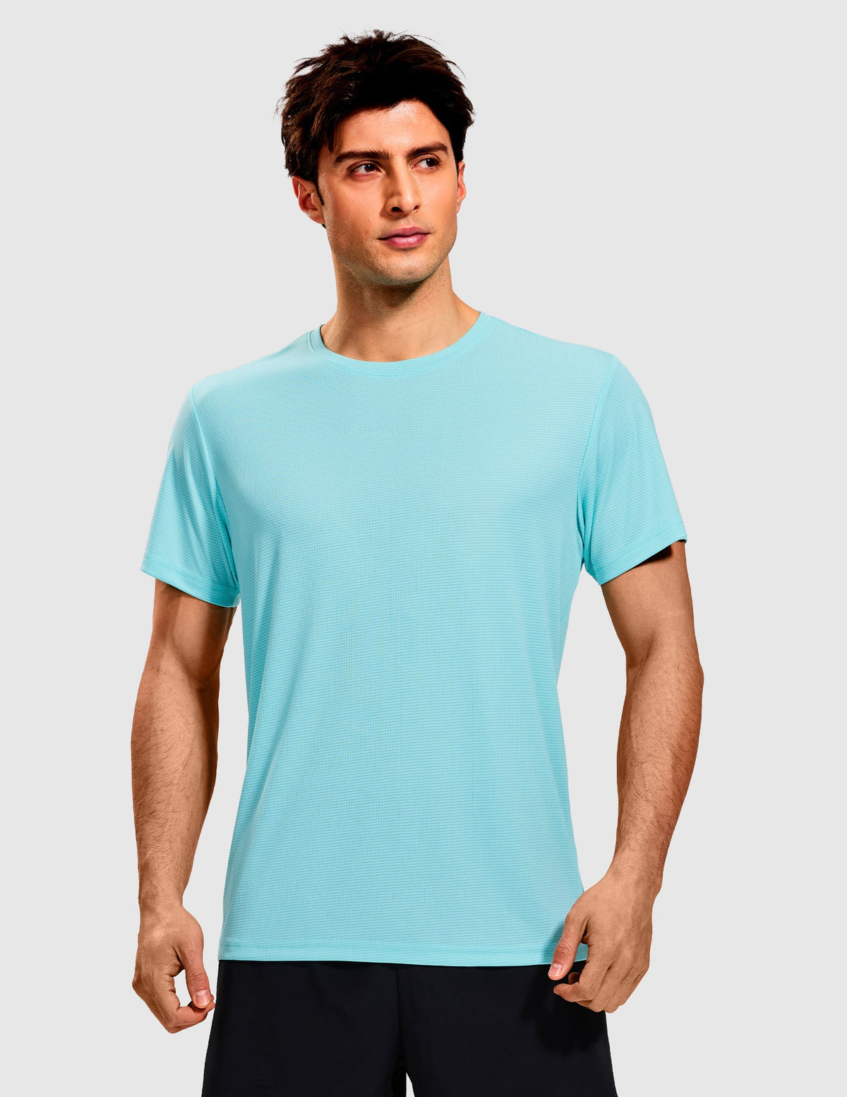 MIER Men's Running T-Shirt Dry Fit Workout Tee Men's Shirt Aqua / S