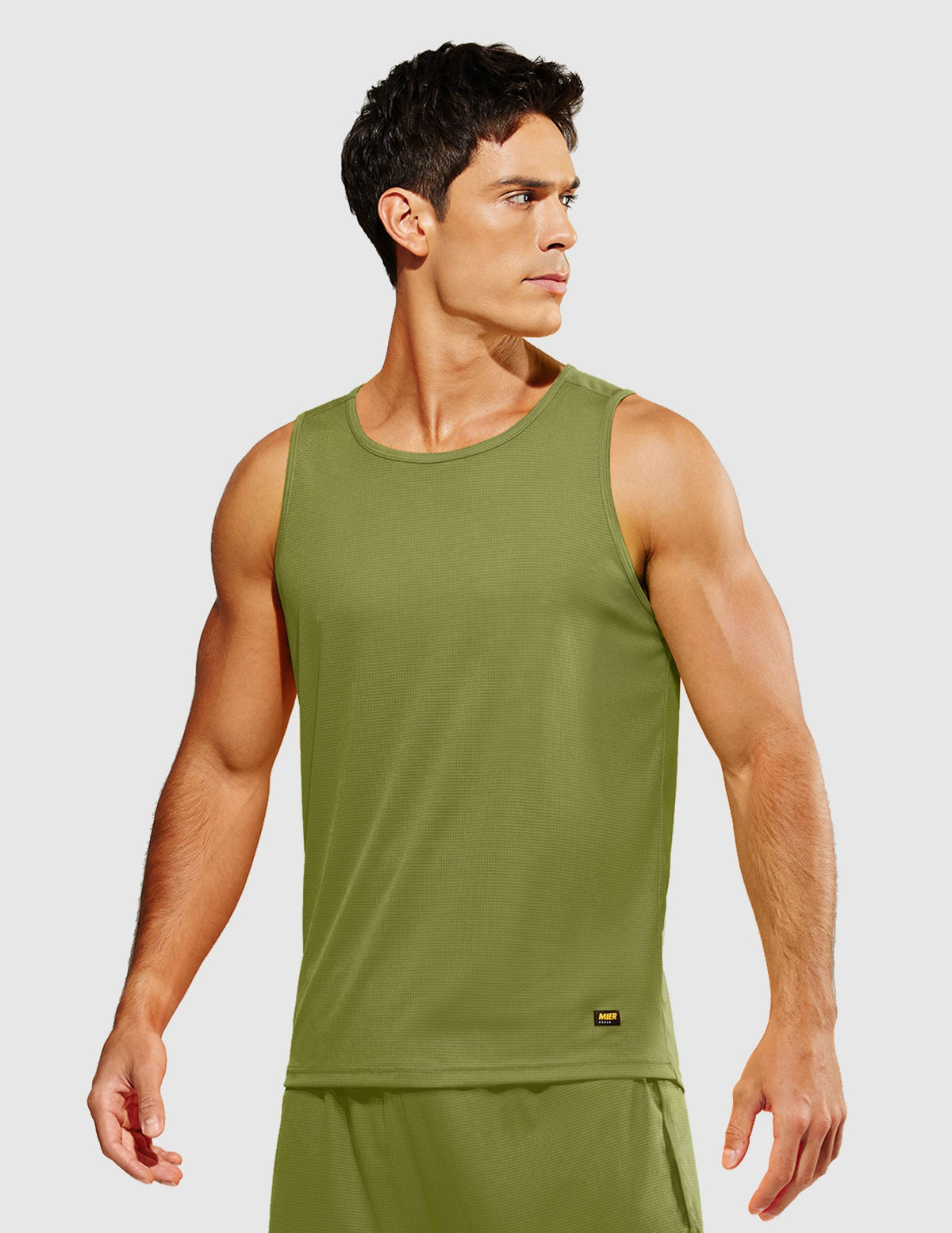 MIER Summer Running Tank Top Lightweight and Sweat Wicking Men's Tank Top Olive Green / S