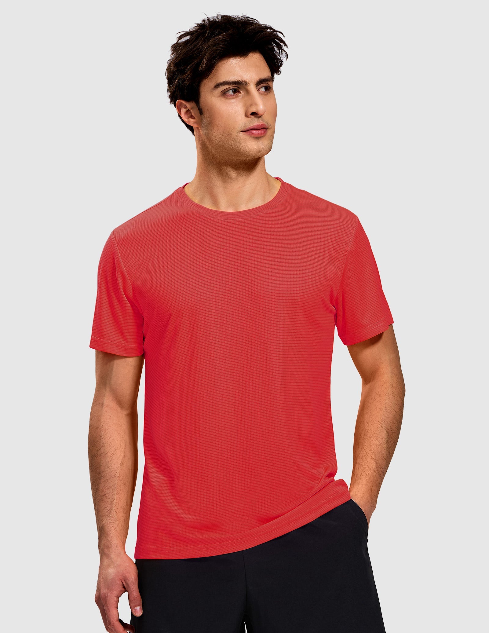 MIER Men's Running T-Shirt Dry Fit Workout Tee Men's Shirt Red / S