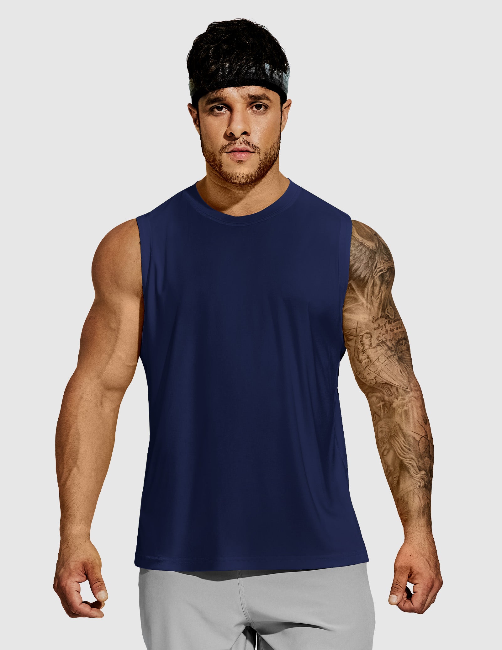 MIER Men’s Workout Tank Top Quick Dry UPF 50+ Sleeveless Gym Running Training Tee Men's Tank Top Navy / S