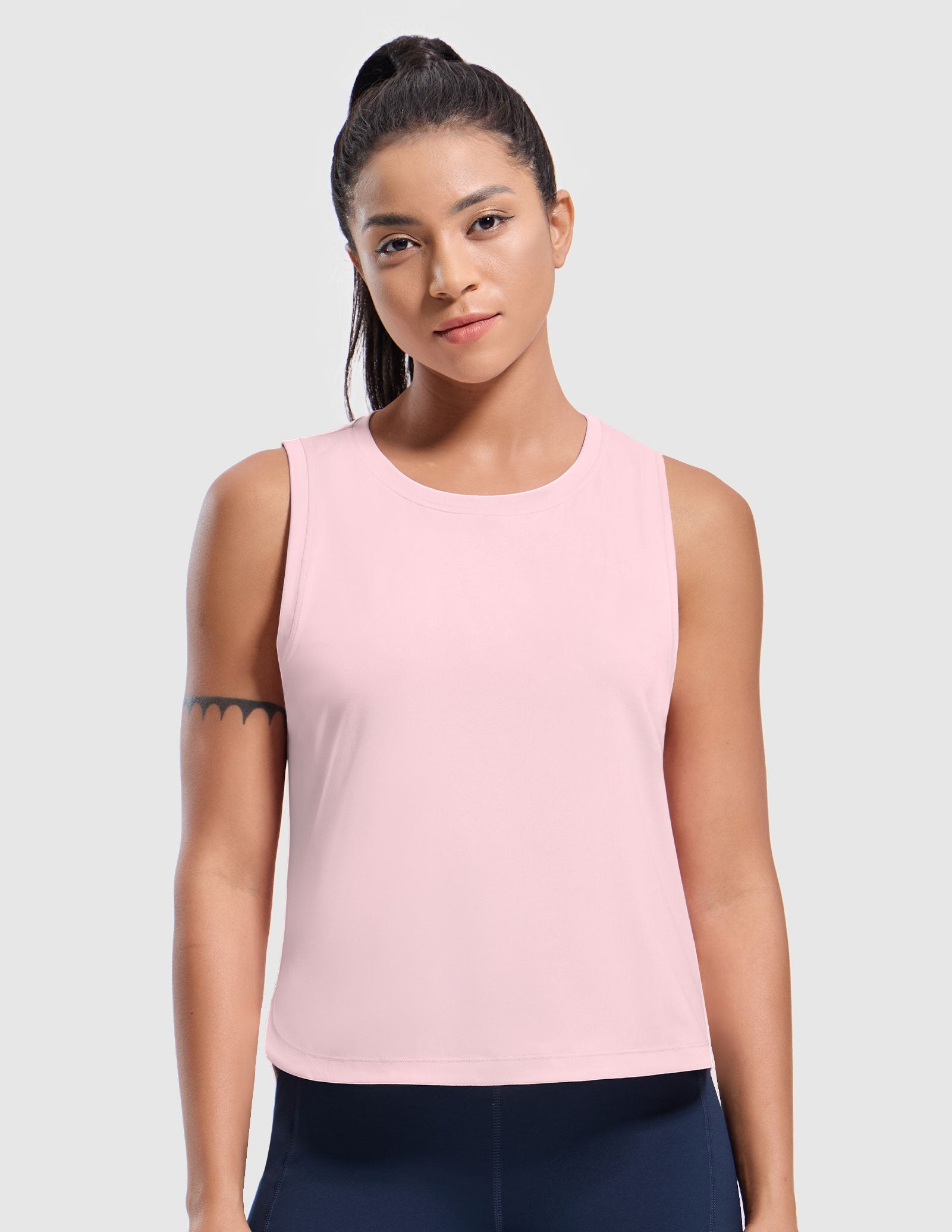 MIER Athletic Running Tank with Side Slits Breathable and Durable Women Tank Top Light Pink / XS