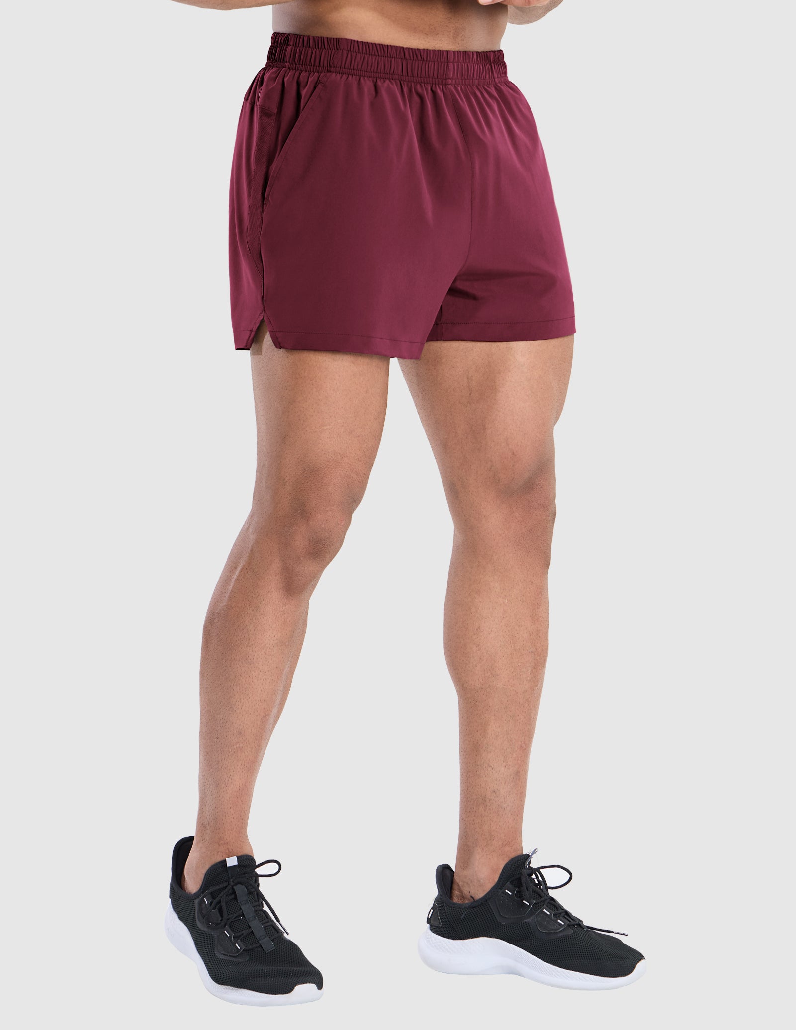 MIER Men's 3 Inch Running Shorts with Liner and Pockets Men's Shorts Wine / XS