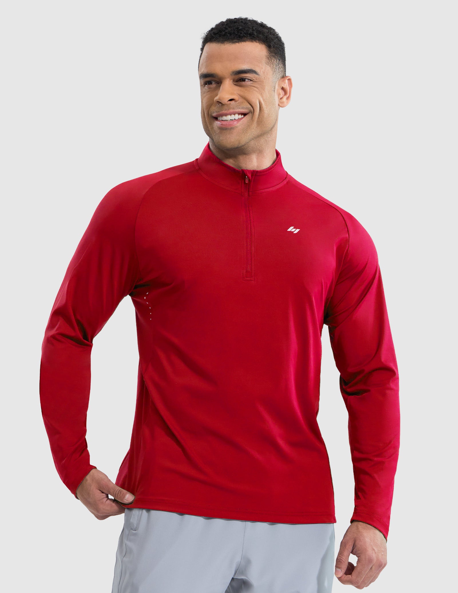 MIER Lightweight Quarter Zip Running Shirt, Breathable and Sun Protection Men's T-Shirts